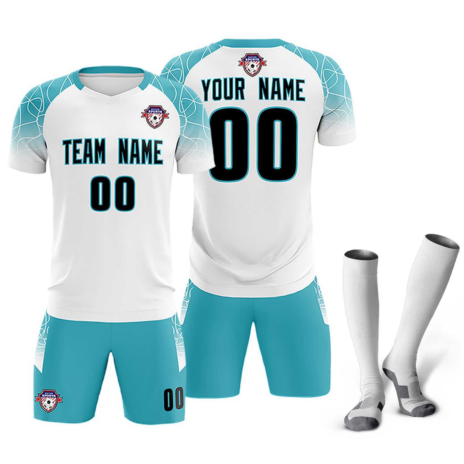 Custom White Classic Soccer Training Sets Jersey For Adults/Kids
