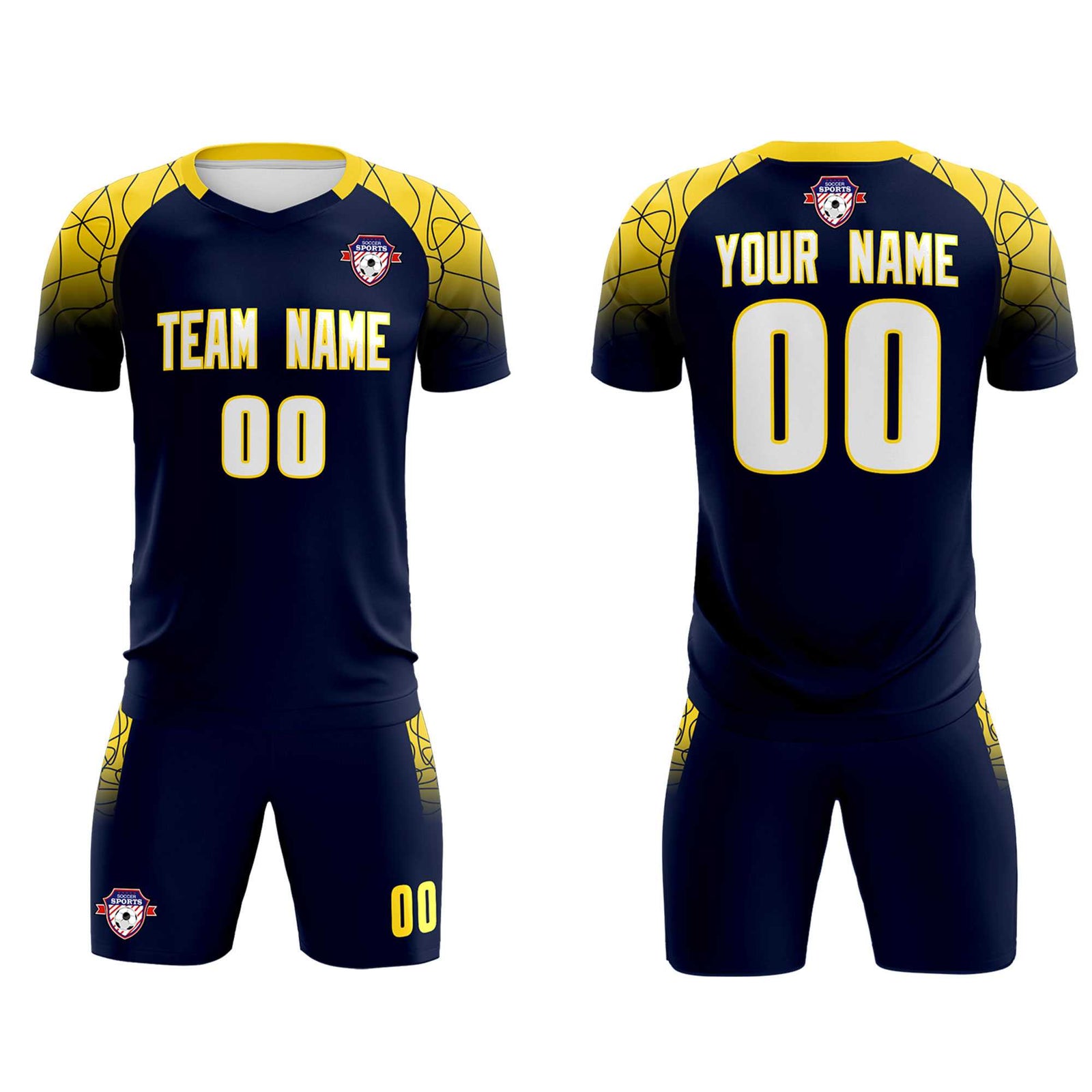 Custom Navy Classic Soccer Training Sets Jersey For Adults/Kids
