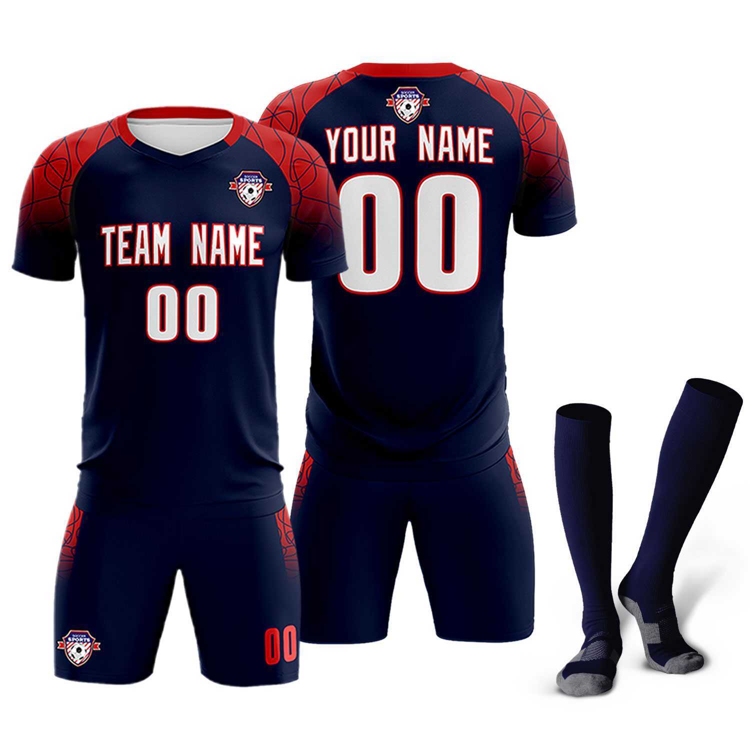 Custom Navy Classic Soccer Training Sets Jersey For Adults/Kids
