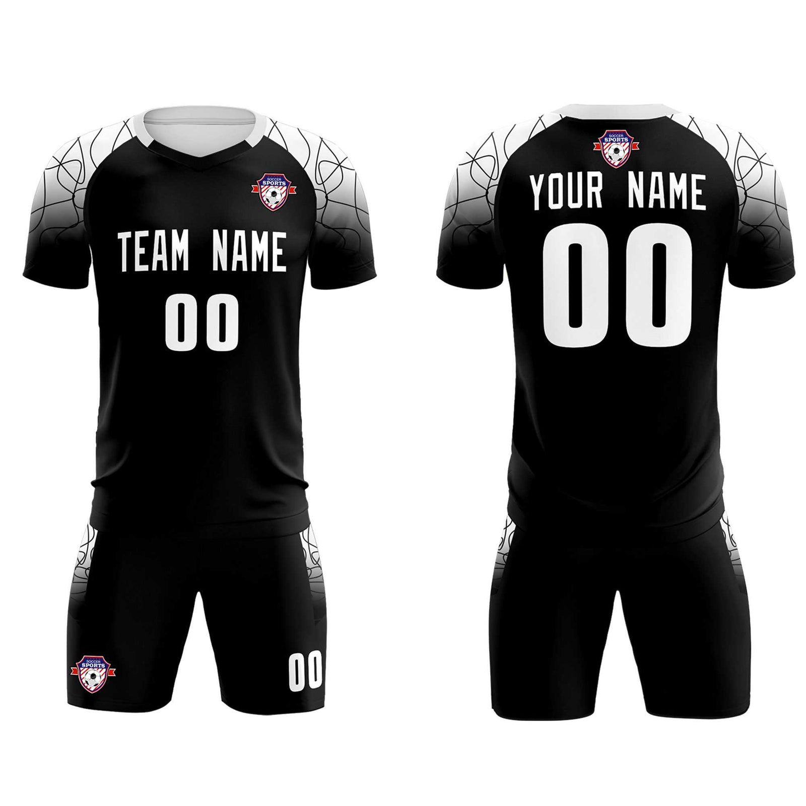 Custom Black Classic Soccer Training Sets Jersey For Adults/Kids