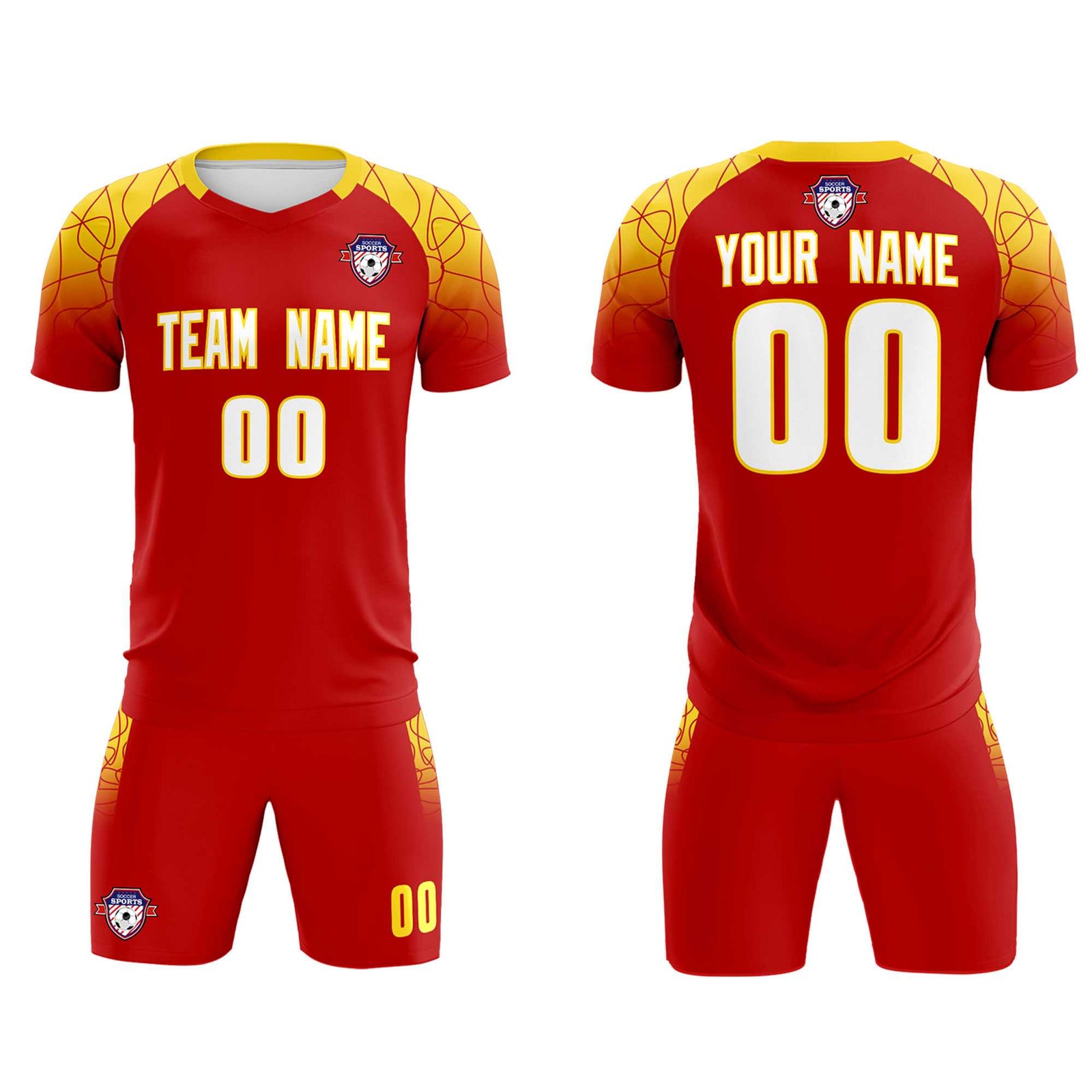 Custom Red Classic Soccer Training Sets Jersey For Adults/Kids