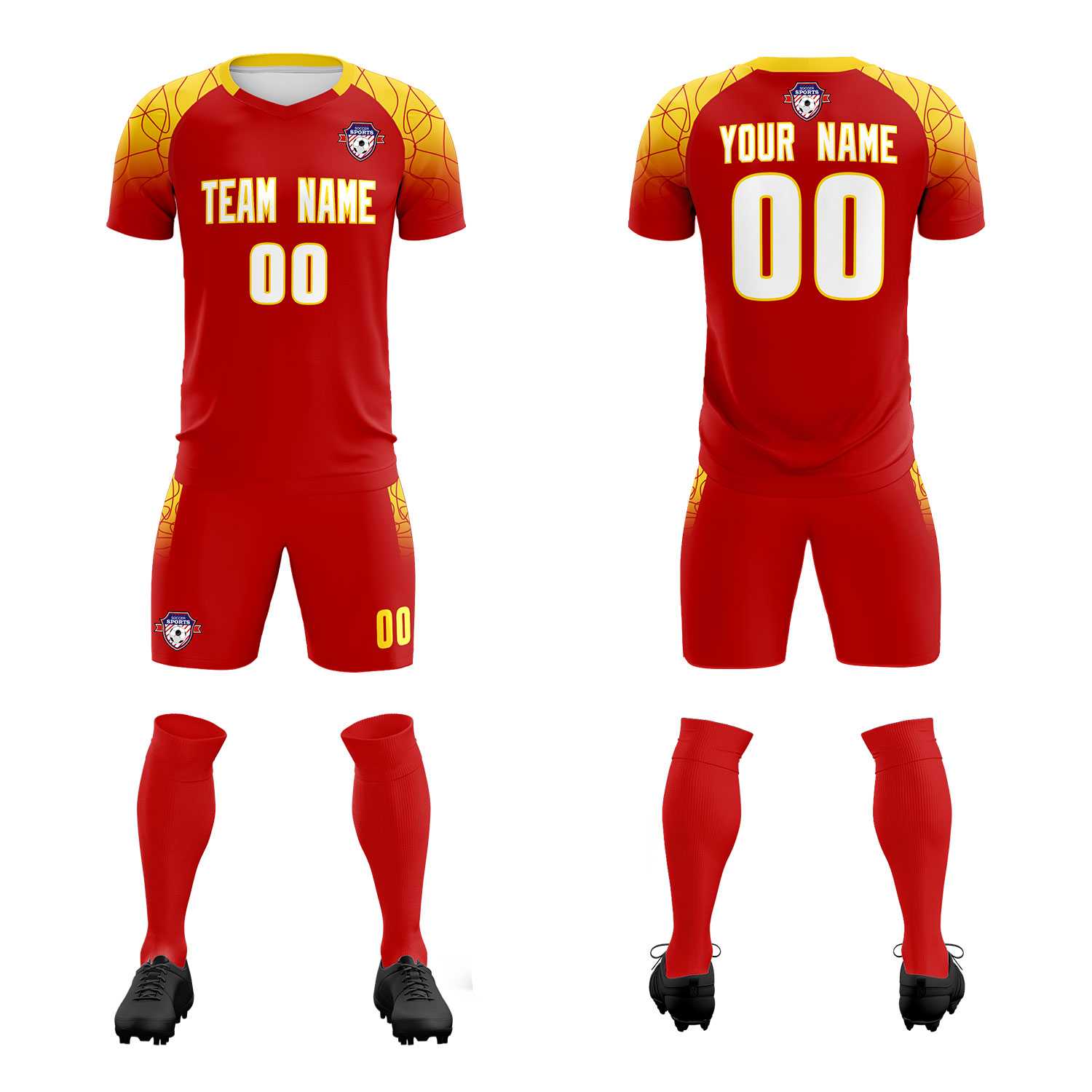 Custom Red Classic Soccer Training Sets Jersey For Adults/Kids