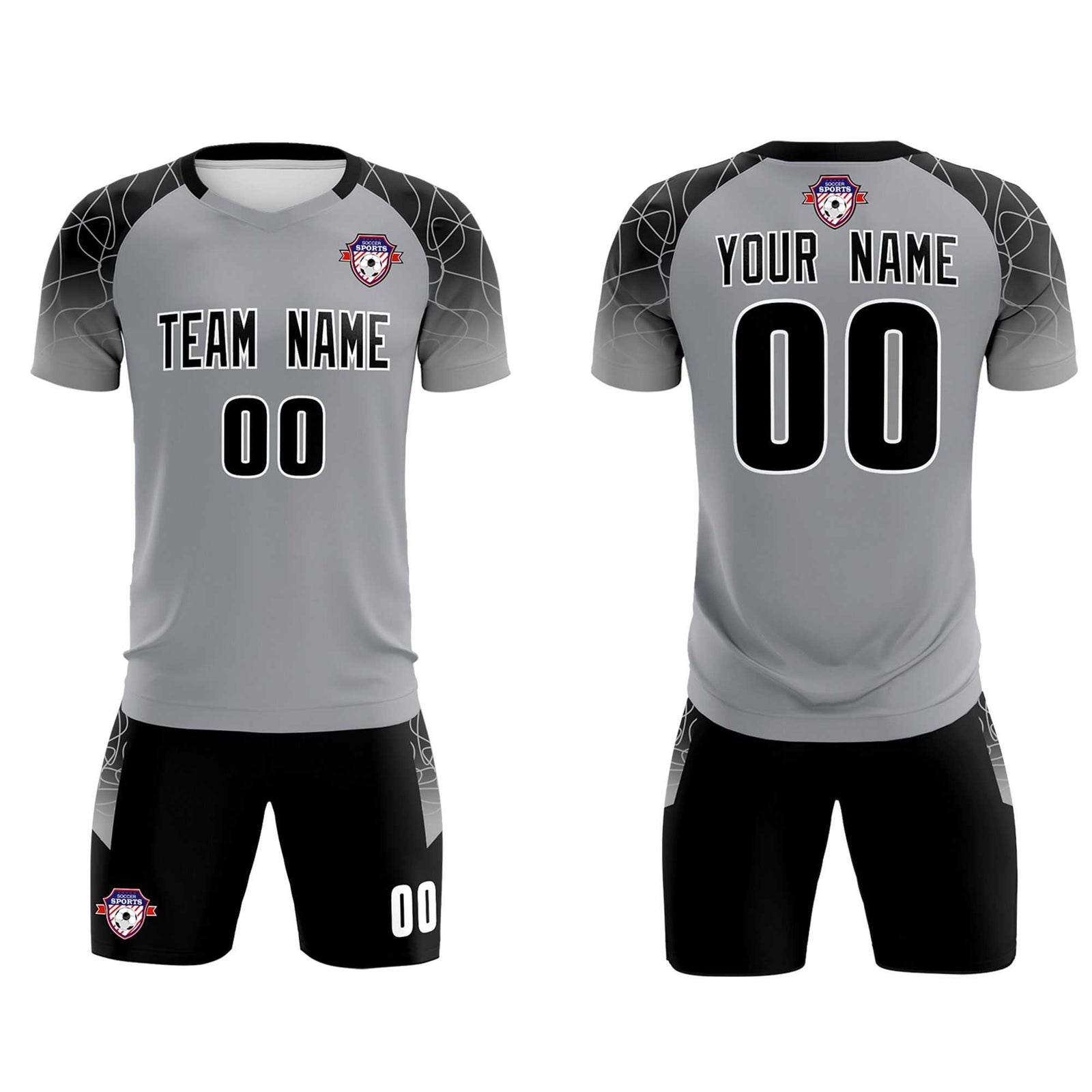 Custom Silver Classic Soccer Training Sets Jersey For Adults/Kids