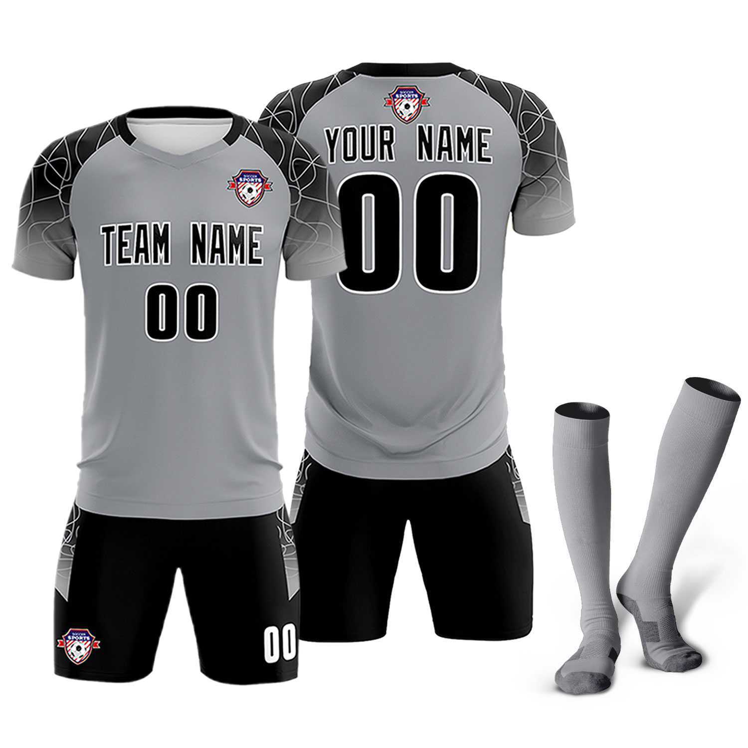 Custom Silver Classic Soccer Training Sets Jersey For Adults/Kids