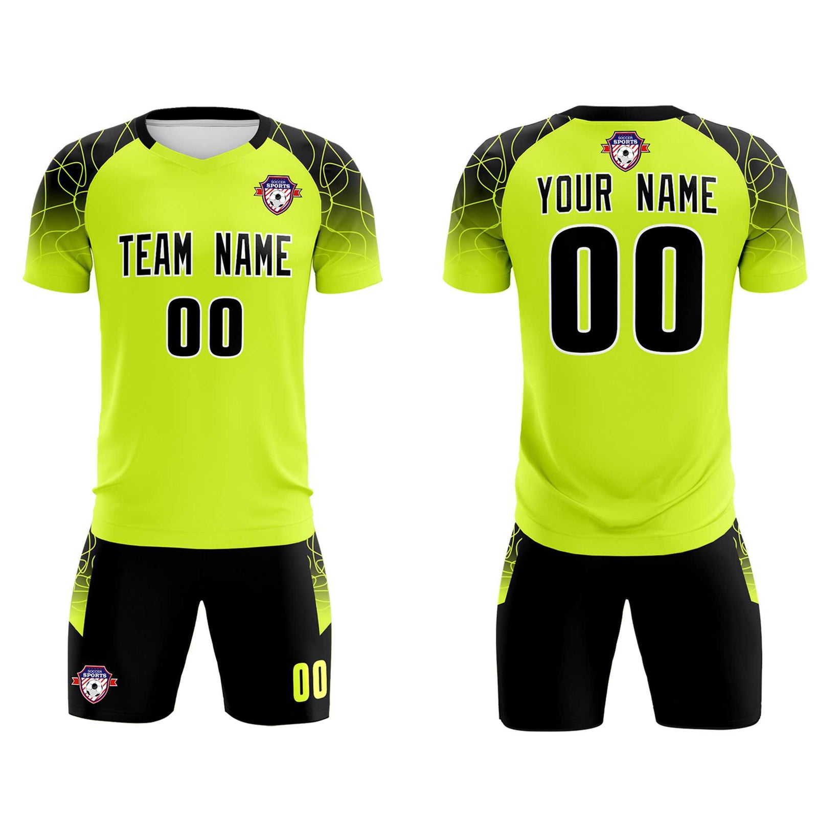 Custom Neon Green Classic Soccer Training Sets Jersey For Adults/Kids