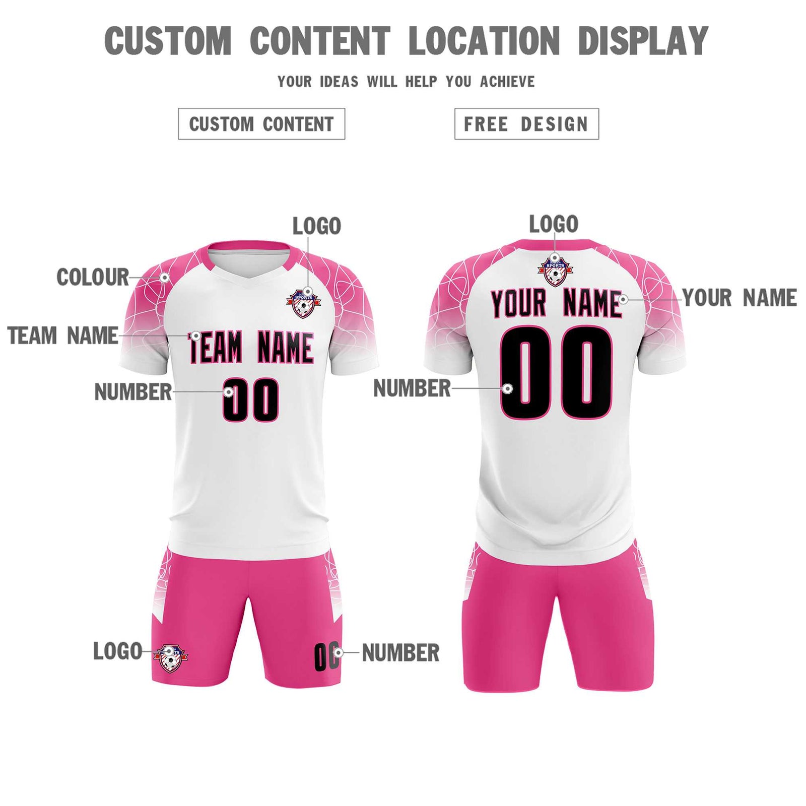 Custom White Classic Soccer Training Sets Jersey For Adults/Kids