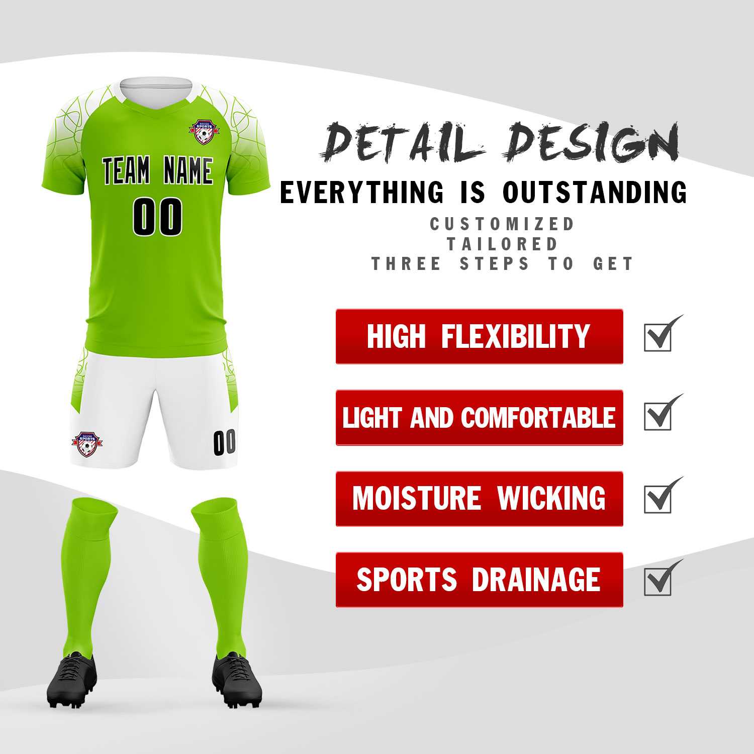 Custom Green Classic Soccer Training Sets Jersey For Adults/Kids