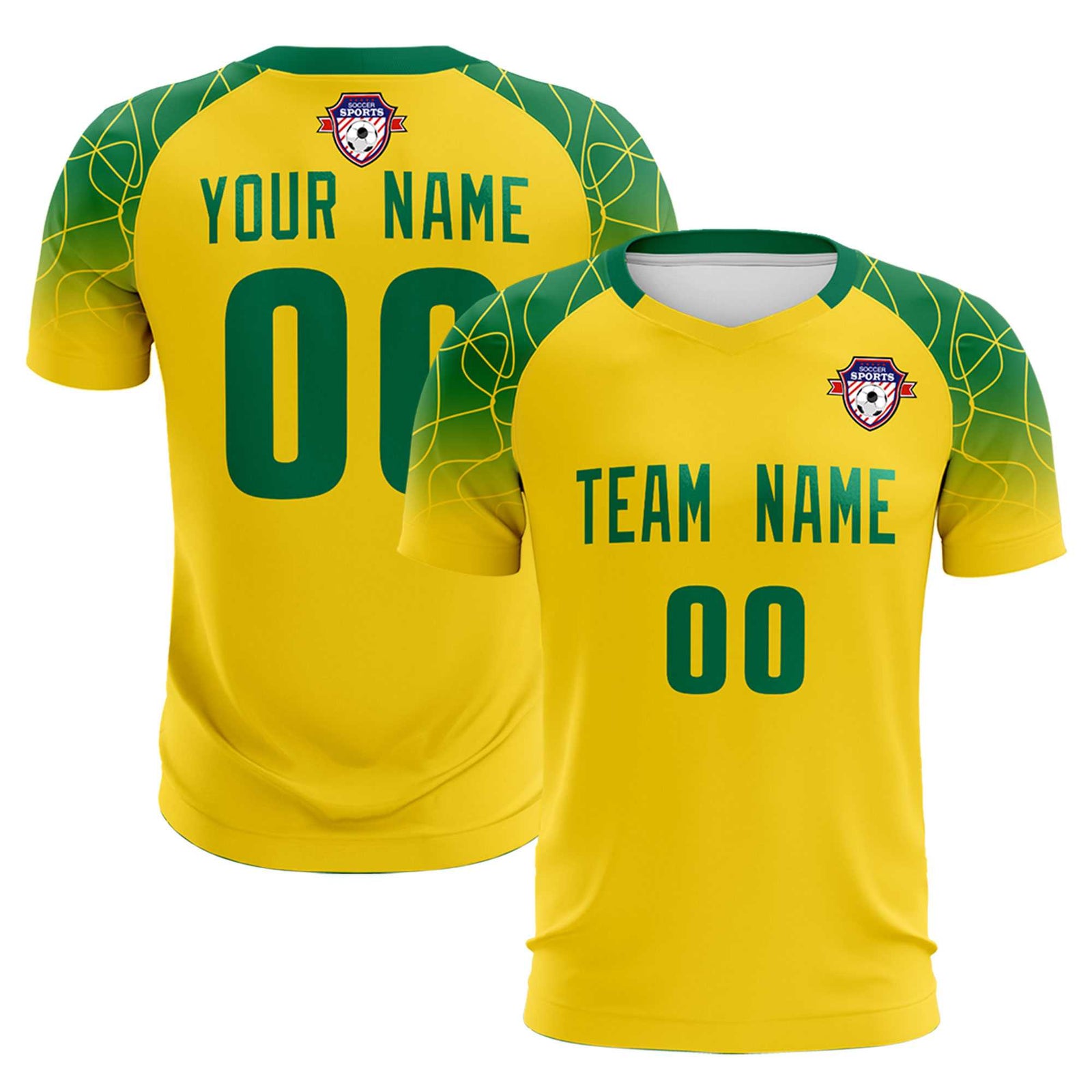 Custom Gold Classic Soccer Training Sets Jersey For Adults/Kids