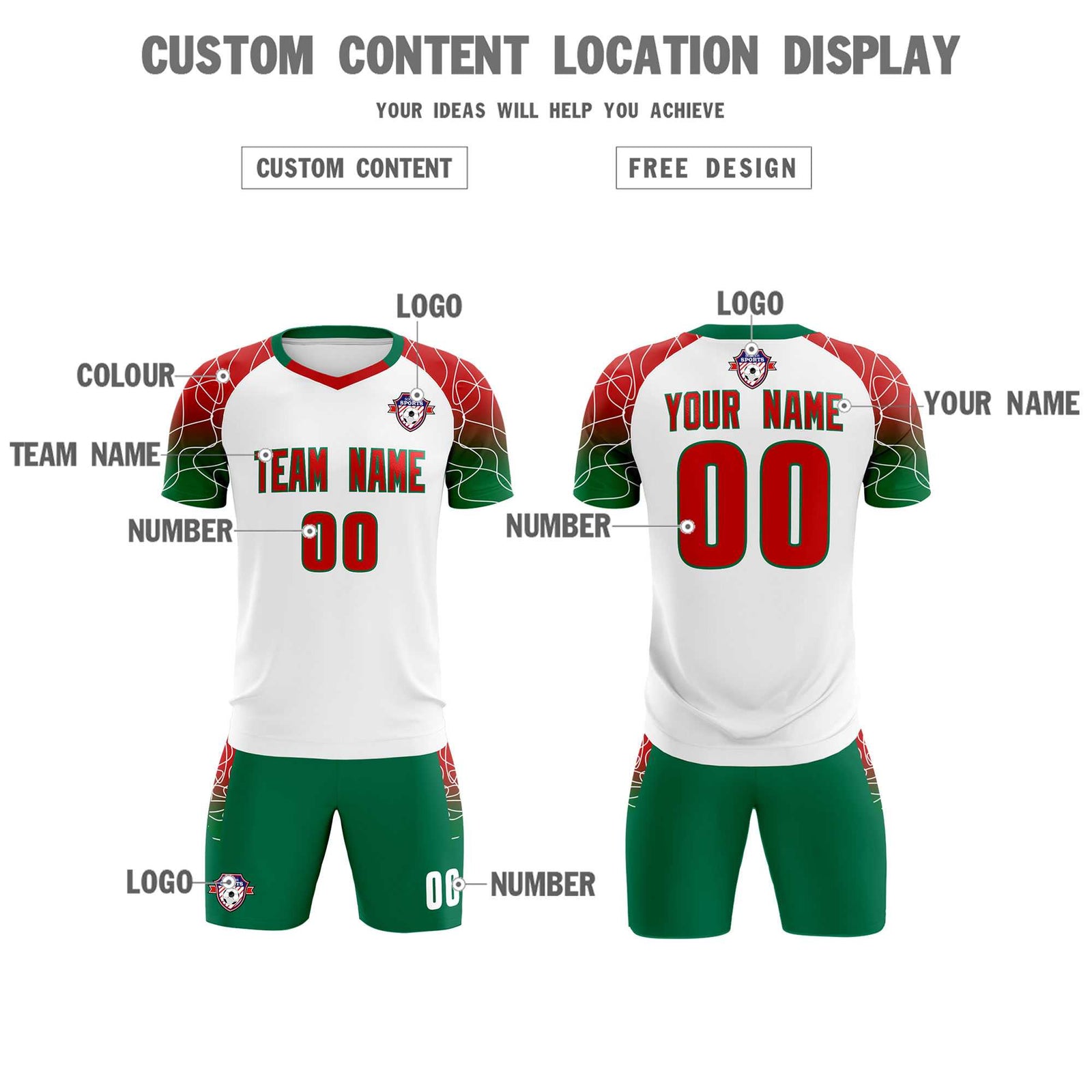 Custom White Classic Soccer Training Sets Jersey For Adults/Kids