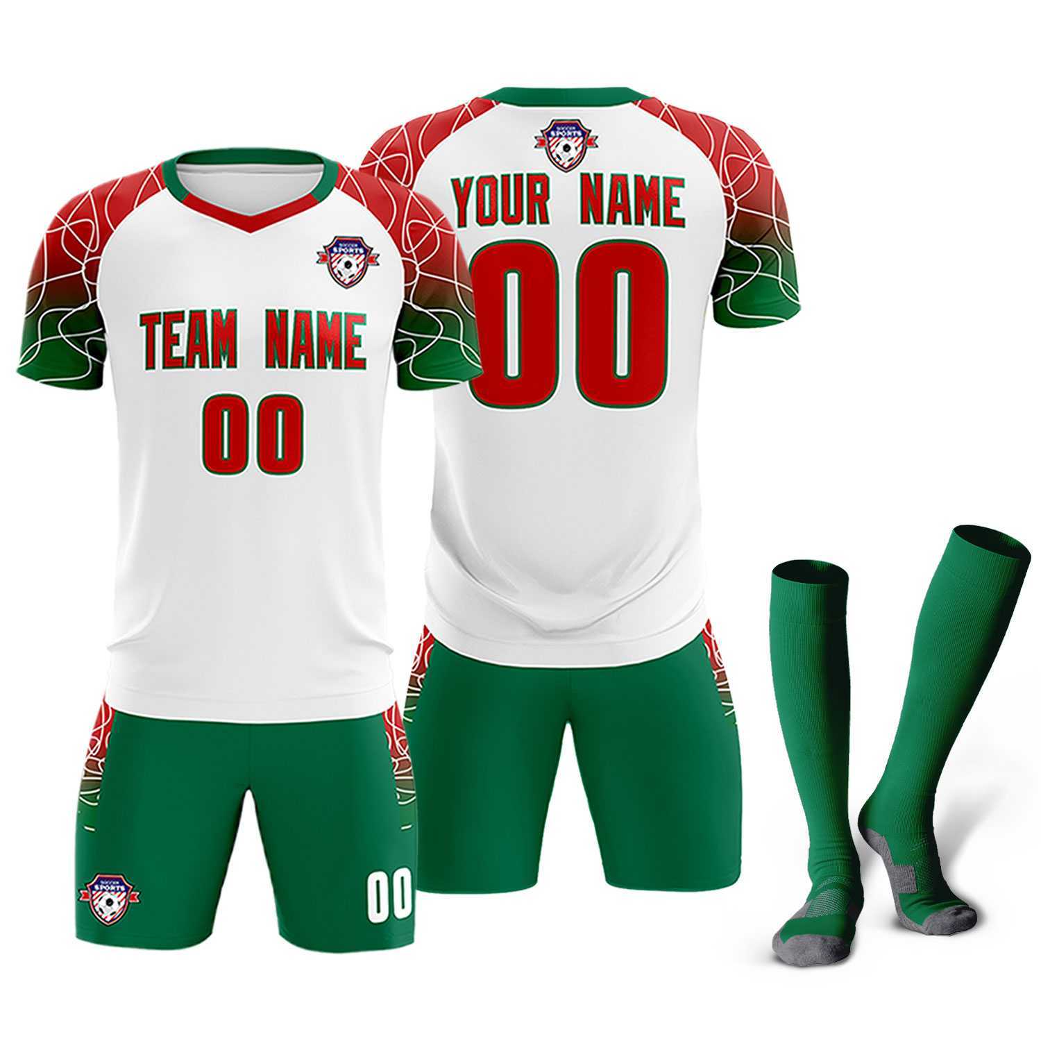 Custom White Classic Soccer Training Sets Jersey For Adults/Kids