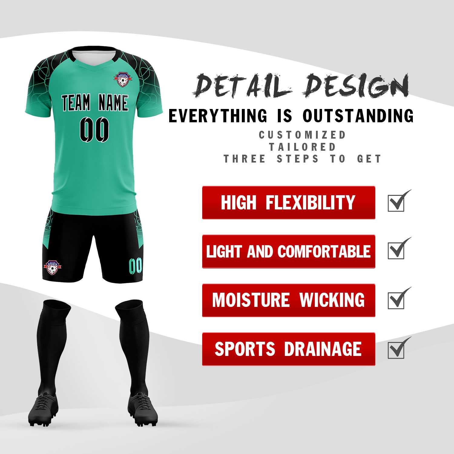 Custom Green Classic Soccer Training Sets Jersey For Adults/Kids