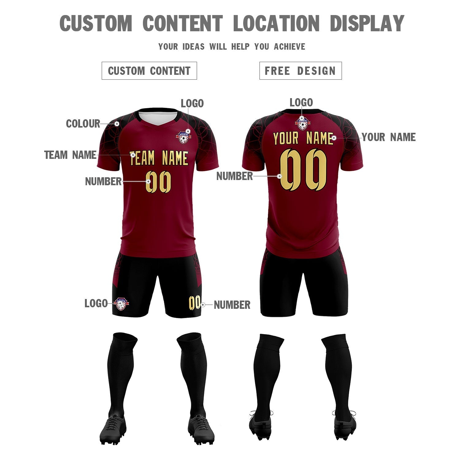 Custom Crimson Classic Soccer Training Sets Jersey For Adults/Kids