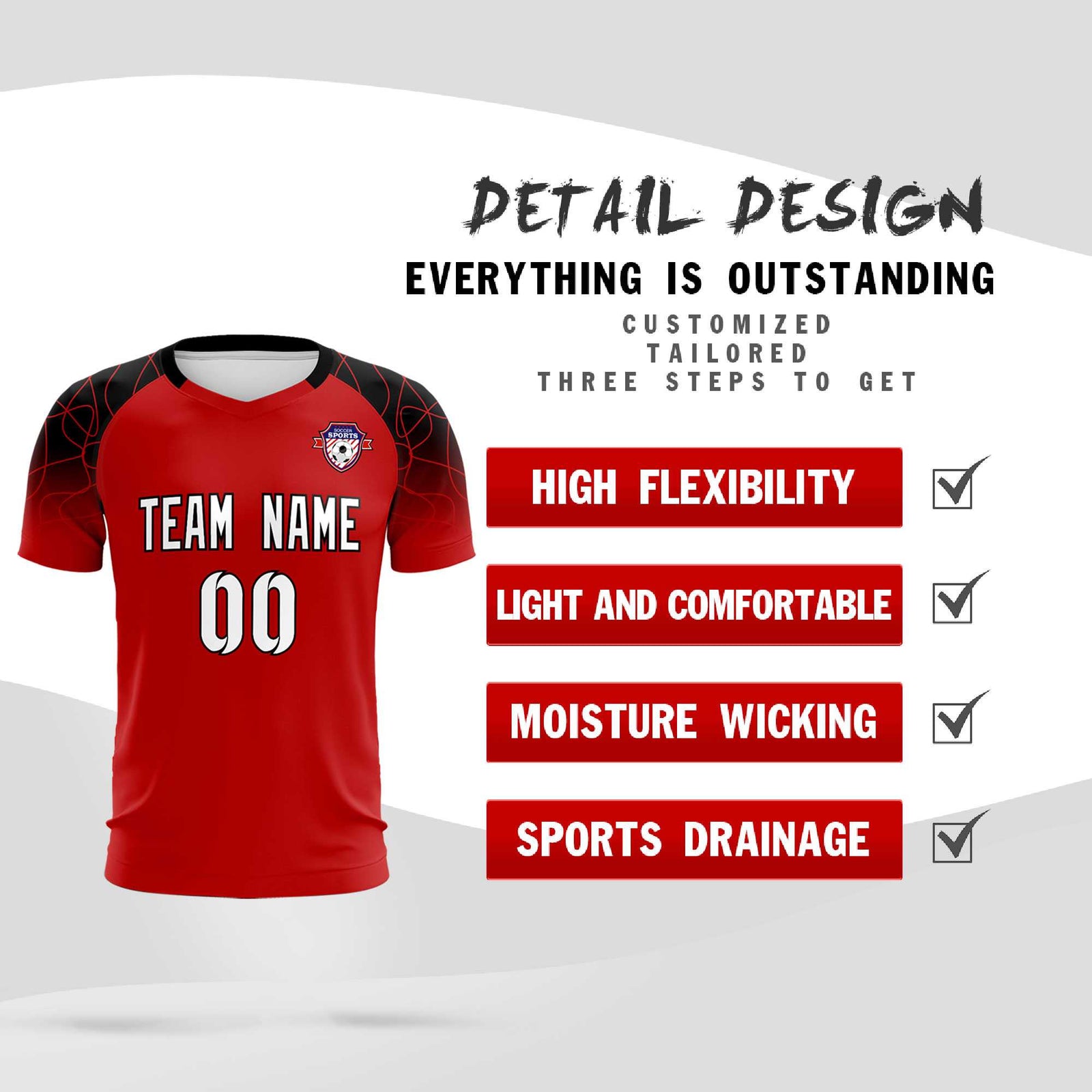 Custom Red Classic Soccer Training Sets Jersey For Adults/Kids