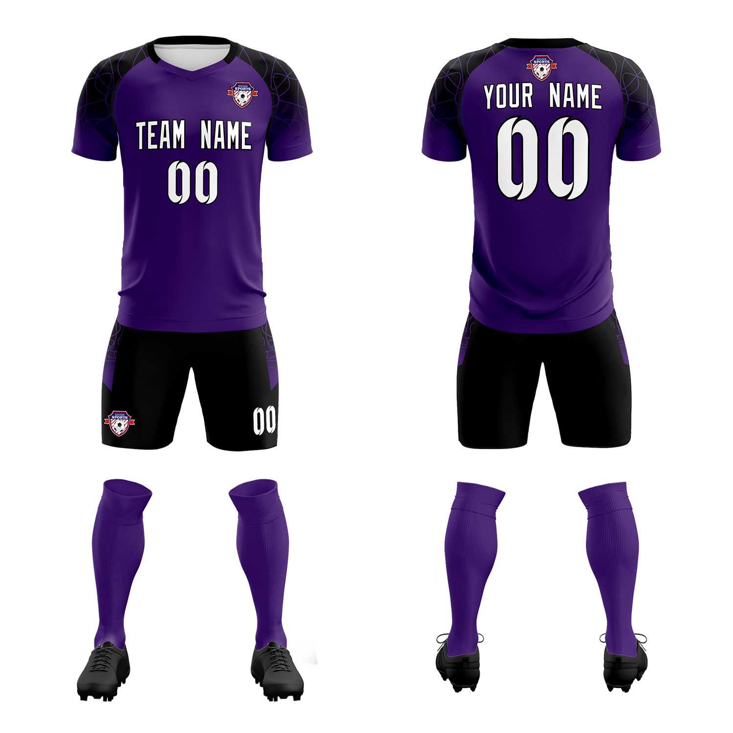 Custom Purple Classic Soccer Training Sets Jersey For Adults/Kids