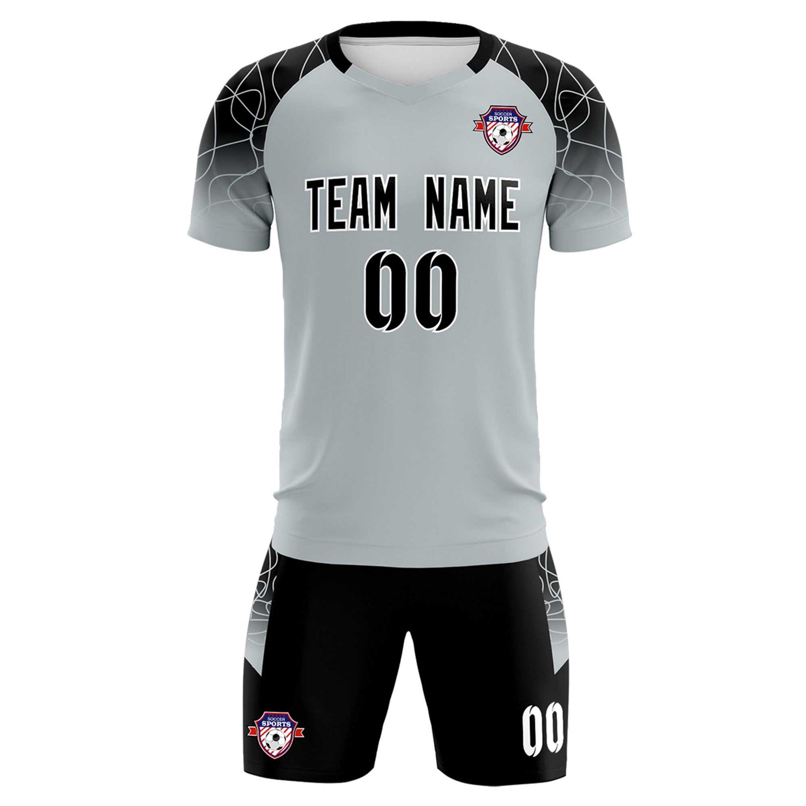 Custom Silver Classic Soccer Training Sets Jersey For Adults/Kids