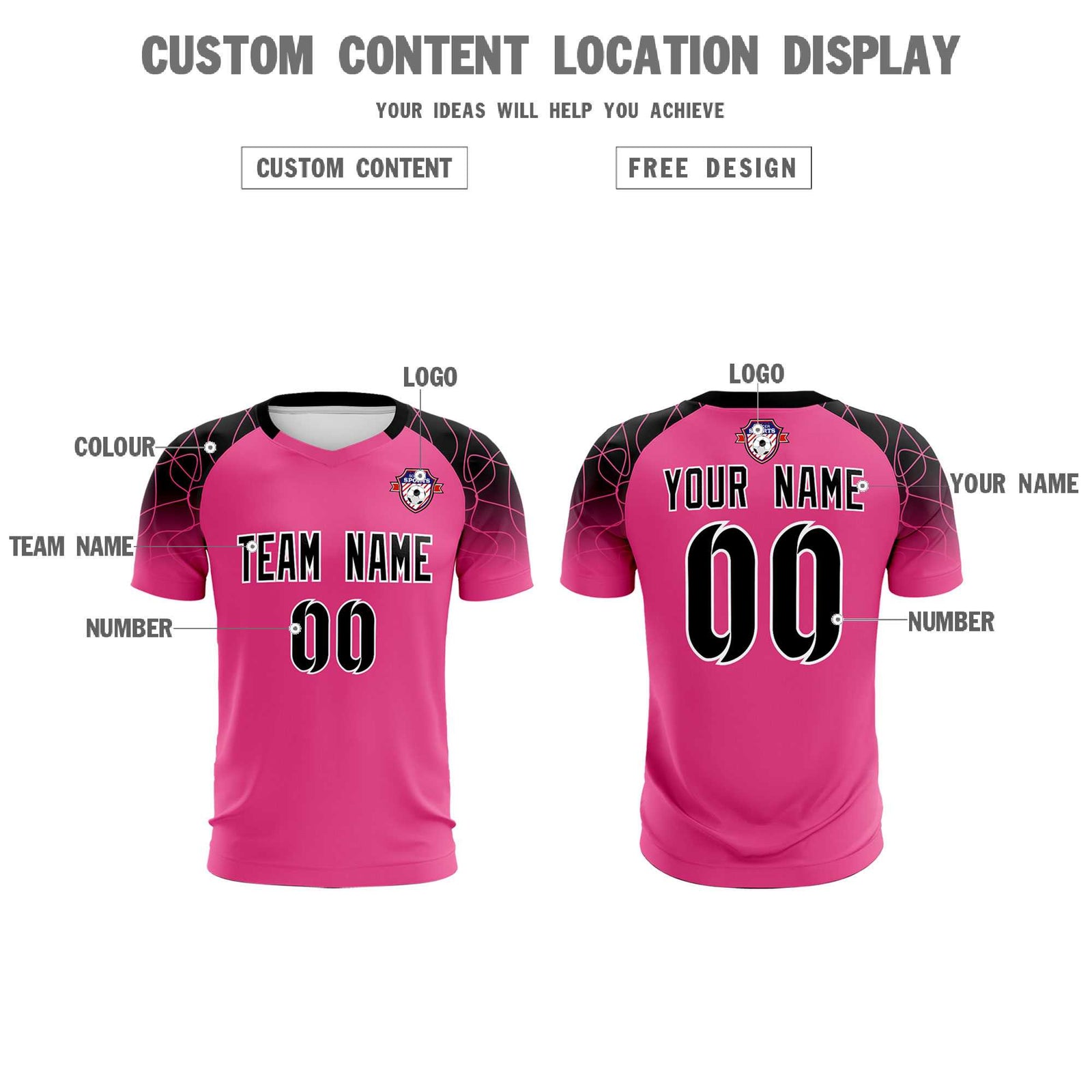 Custom Rose Red Classic Soccer Training Sets Jersey For Adults/Kids