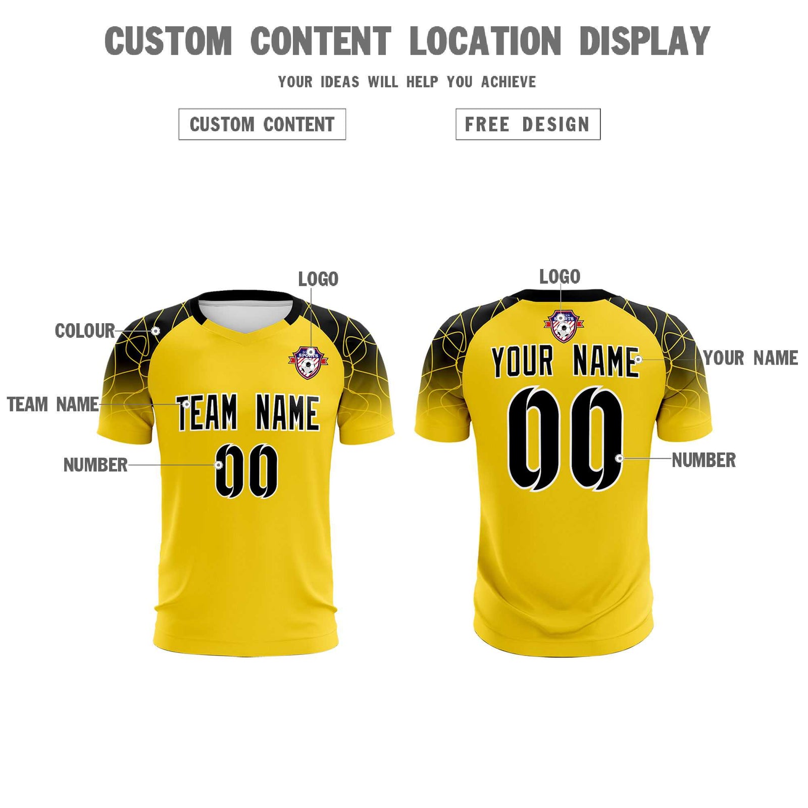 Custom Gold Classic Soccer Training Sets Jersey For Adults/Kids