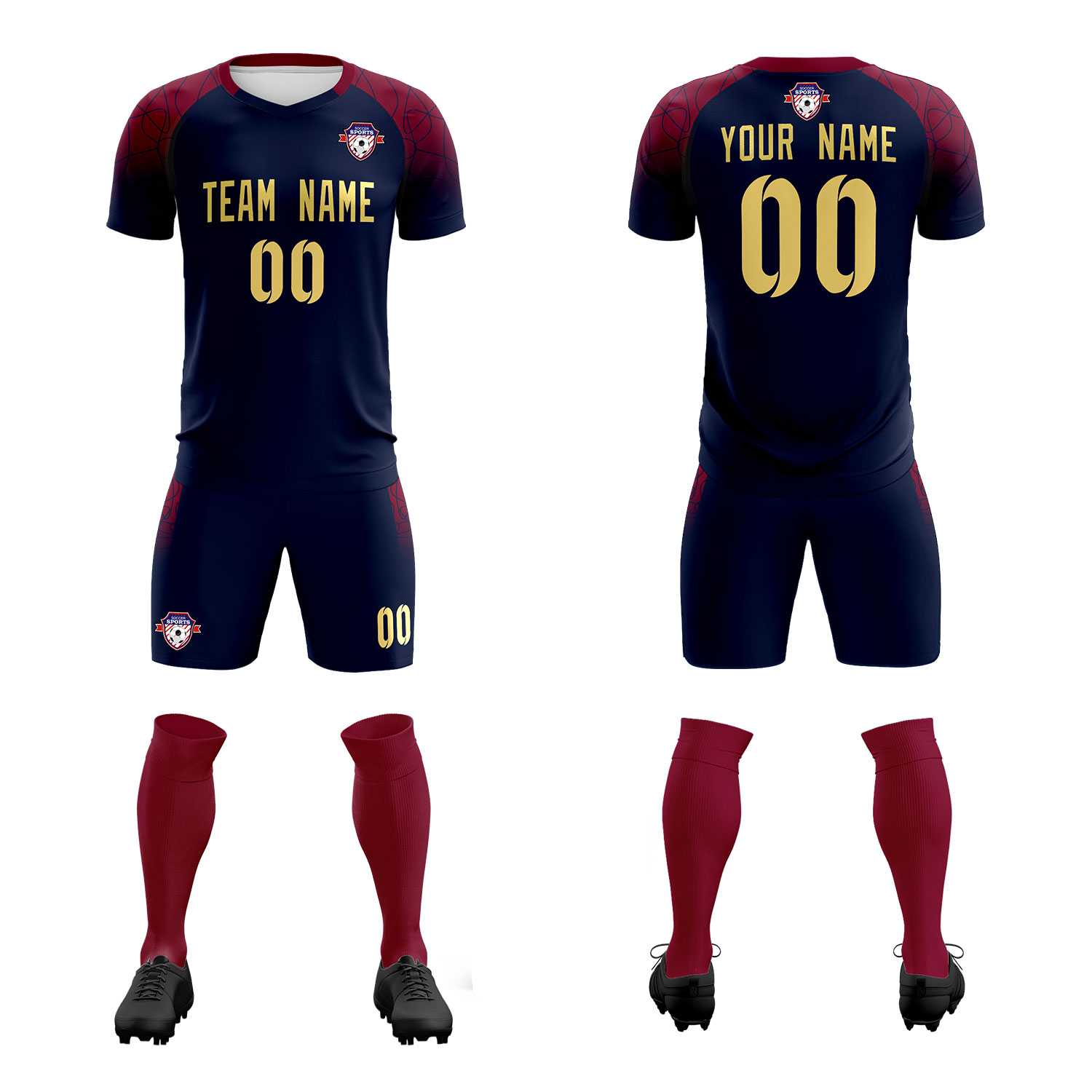 Custom Navy Classic Soccer Training Sets Jersey For Adults/Kids