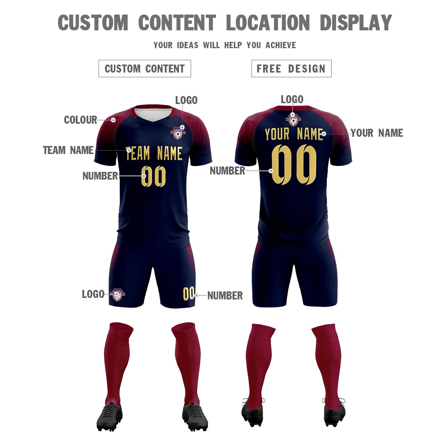 Custom Navy Classic Soccer Training Sets Jersey For Adults/Kids