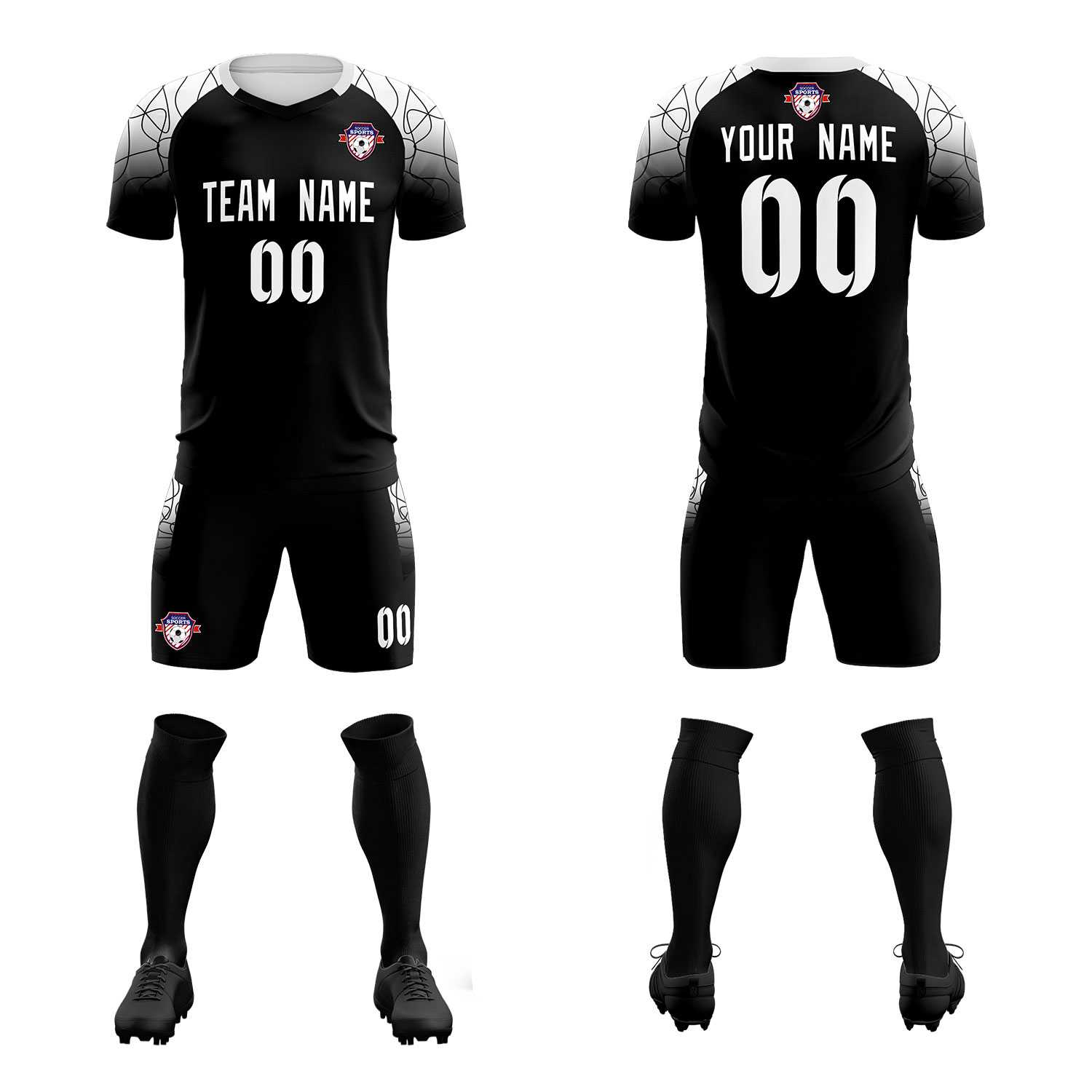 Custom Black Classic Soccer Training Sets Jersey For Adults/Kids