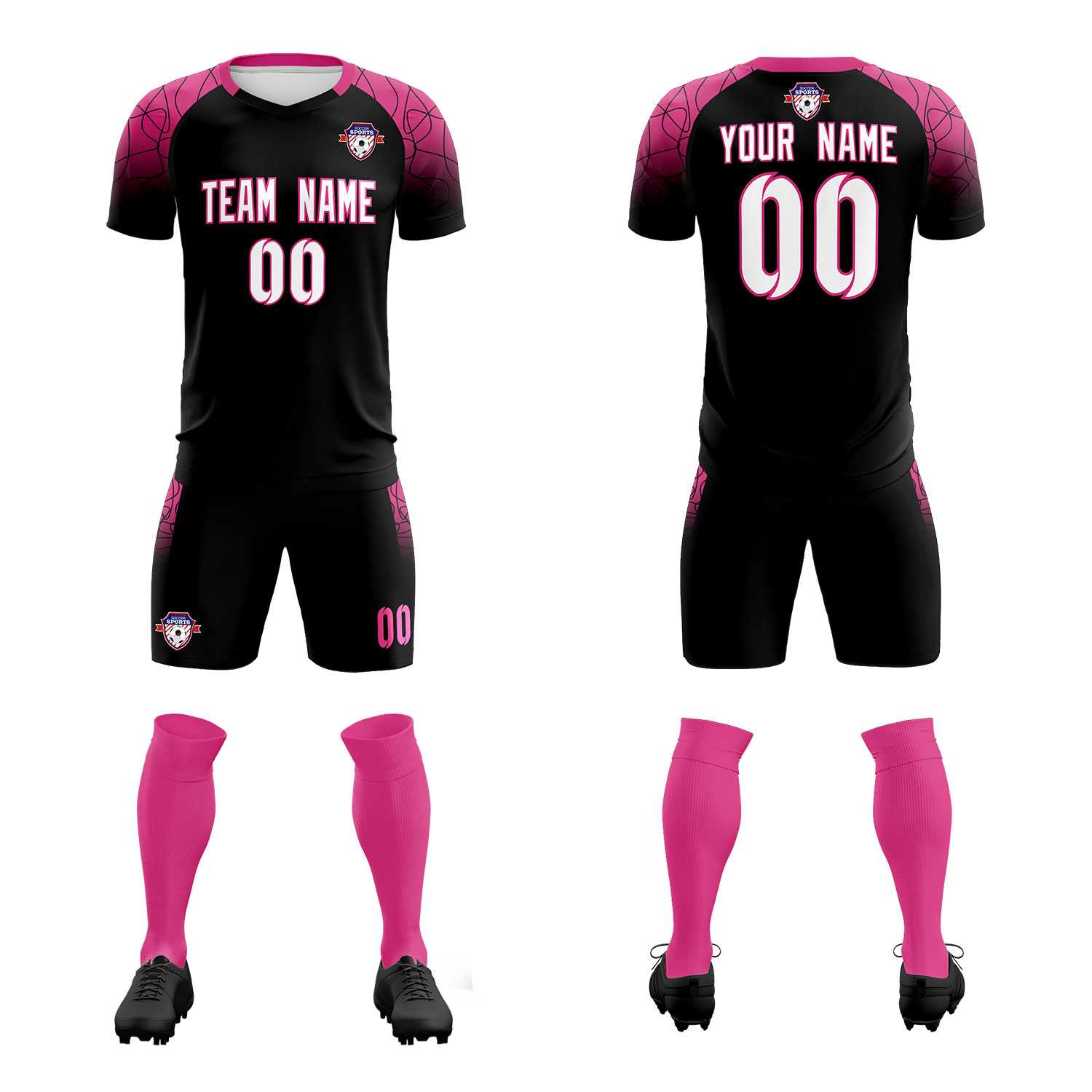 Custom Black Classic Soccer Training Sets Jersey For Adults/Kids