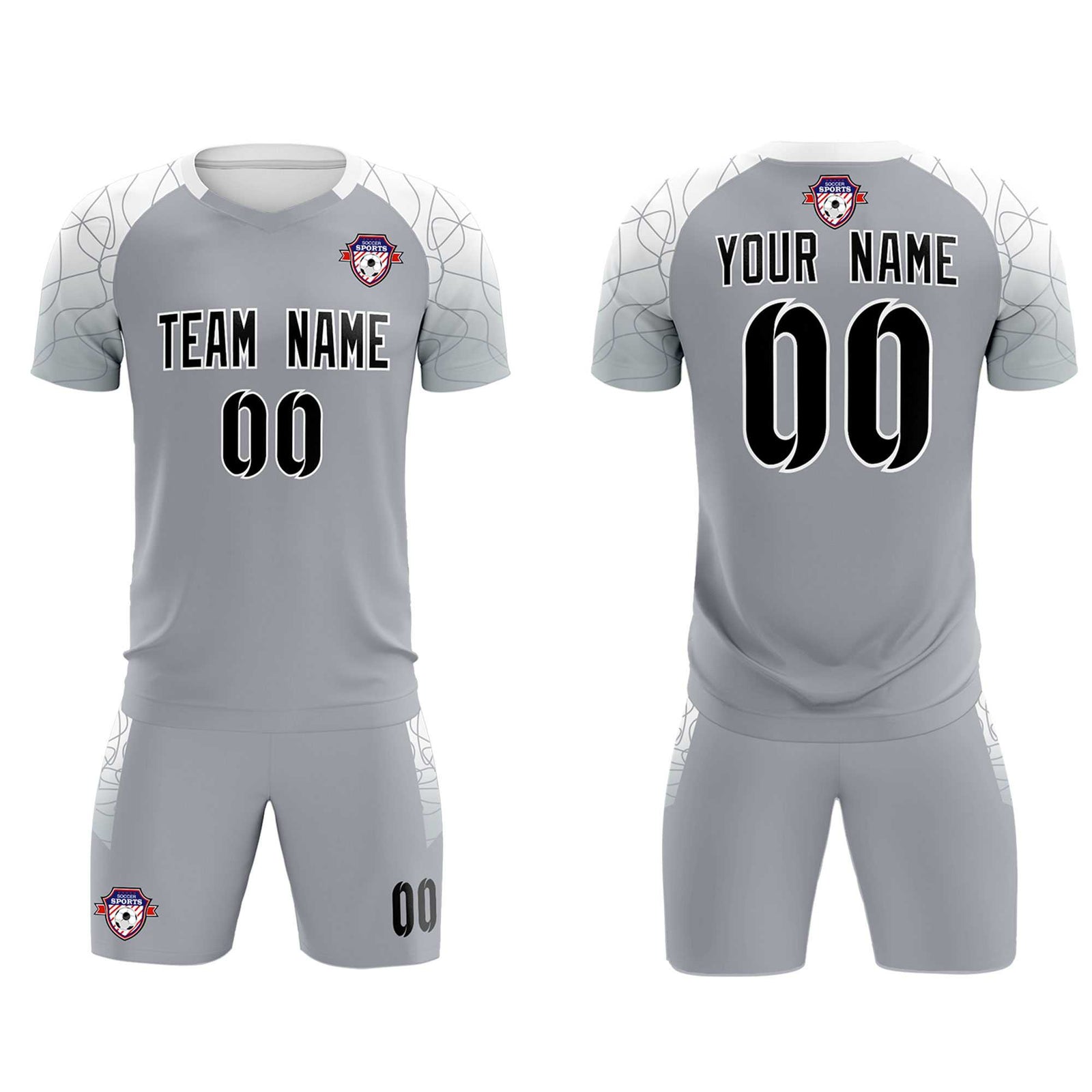 Custom Silver Classic Soccer Training Sets Jersey For Adults/Kids