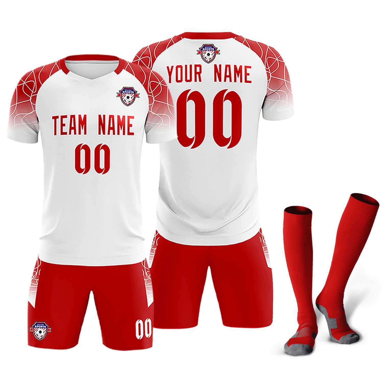Custom White Classic Soccer Training Sets Jersey For Adults/Kids