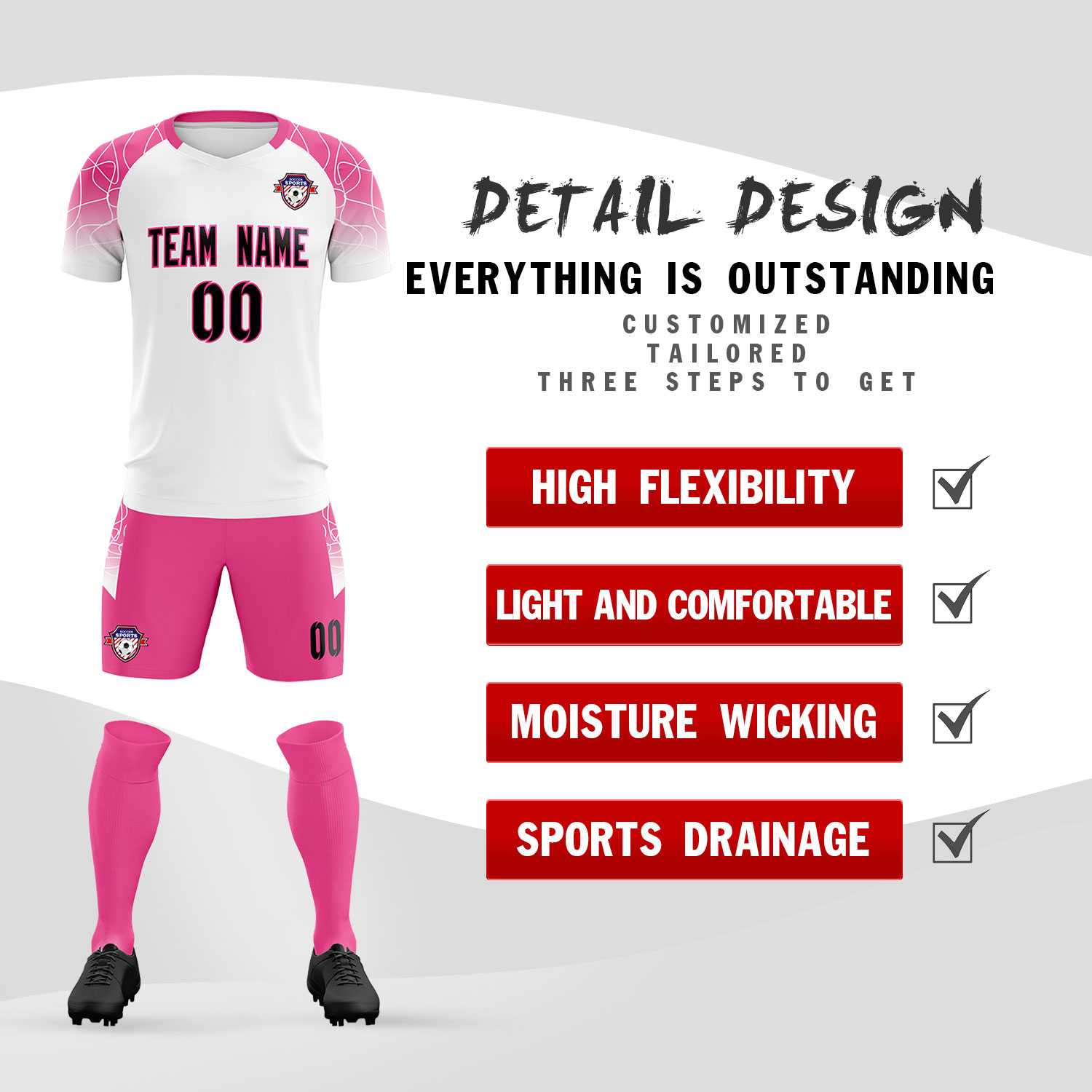 Custom White Classic Soccer Training Sets Jersey For Adults/Kids