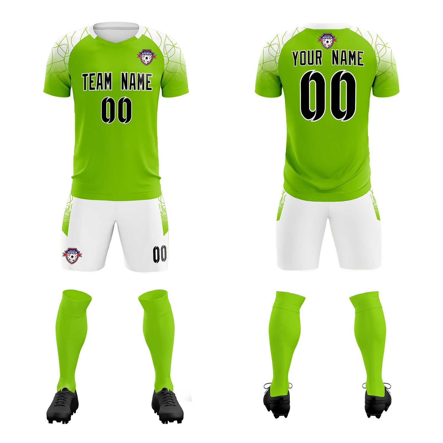 Custom Green Classic Soccer Training Sets Jersey For Adults/Kids