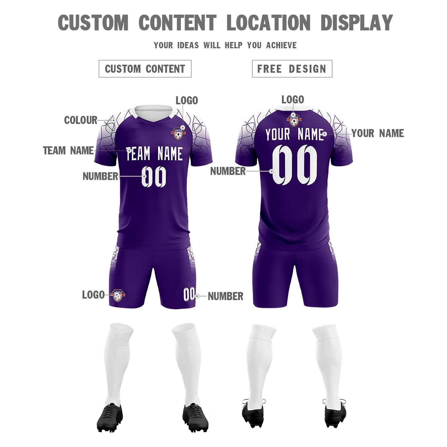 Custom Purple Classic Soccer Training Sets Jersey For Adults/Kids