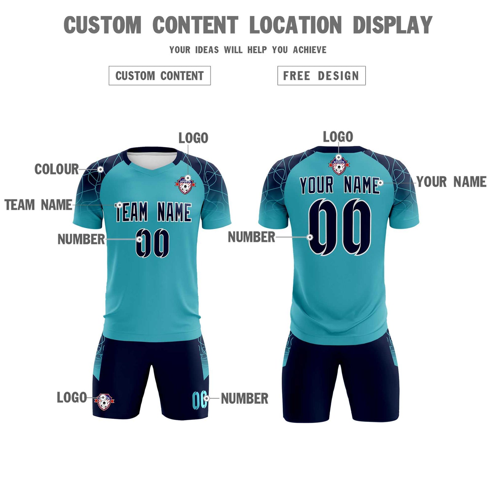 Custom Sky Blue Classic Soccer Training Sets Jersey For Adults/Kids