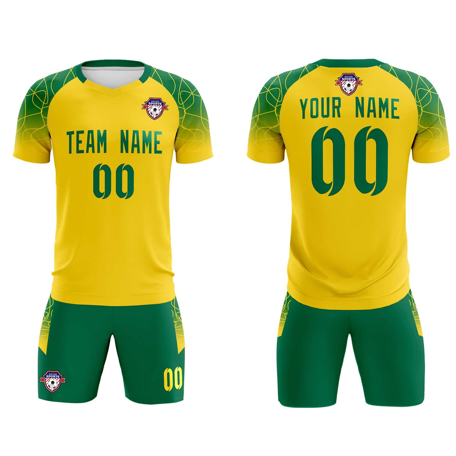 Custom Gold Classic Soccer Training Sets Jersey For Adults/Kids
