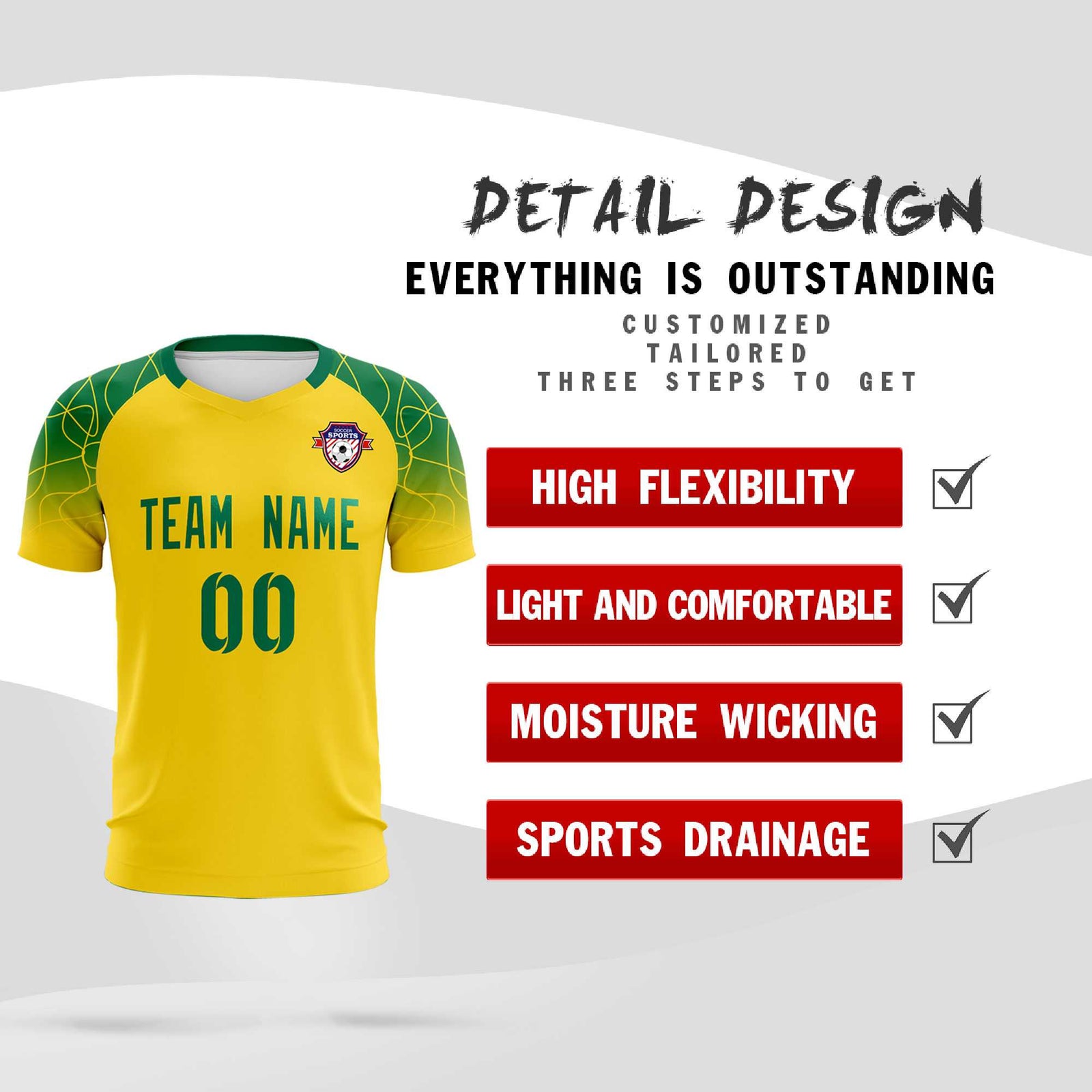Custom Gold Classic Soccer Training Sets Jersey For Adults/Kids