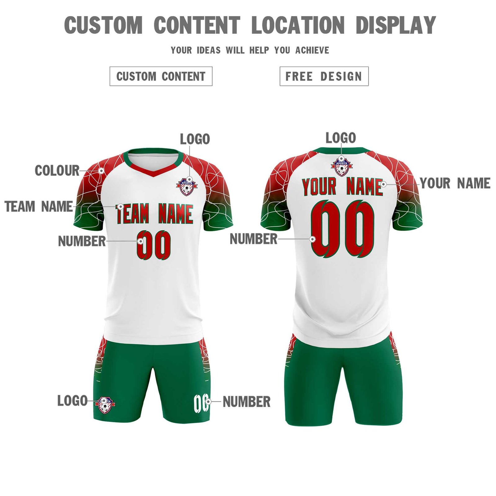 Custom White Classic Soccer Training Sets Jersey For Adults/Kids