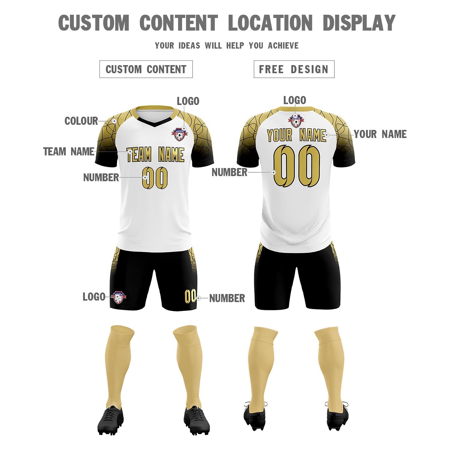 Custom White Classic Soccer Training Sets Jersey For Adults/Kids