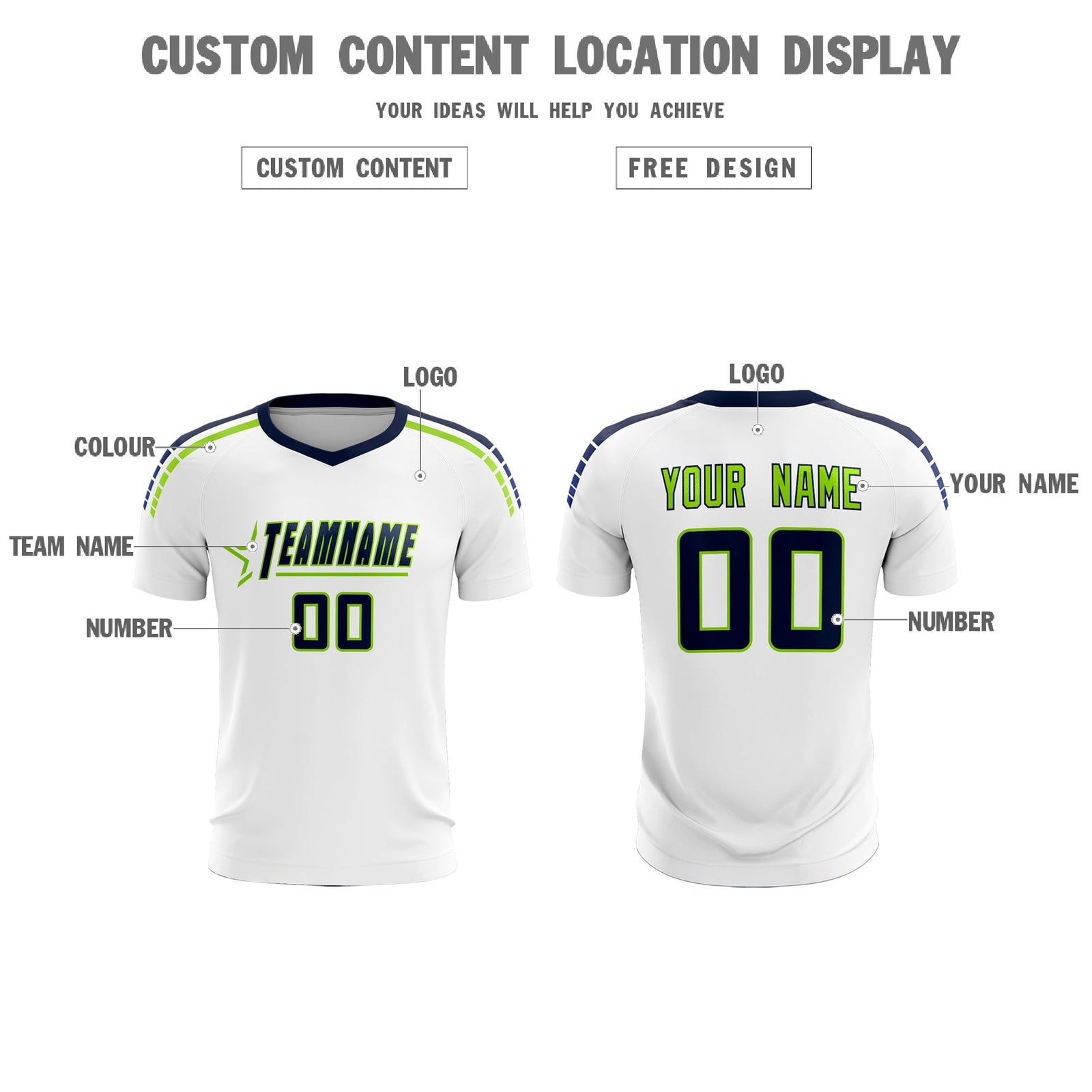 Custom White Raglan Shoulder Striped Soccer Tops/Sets Jersey