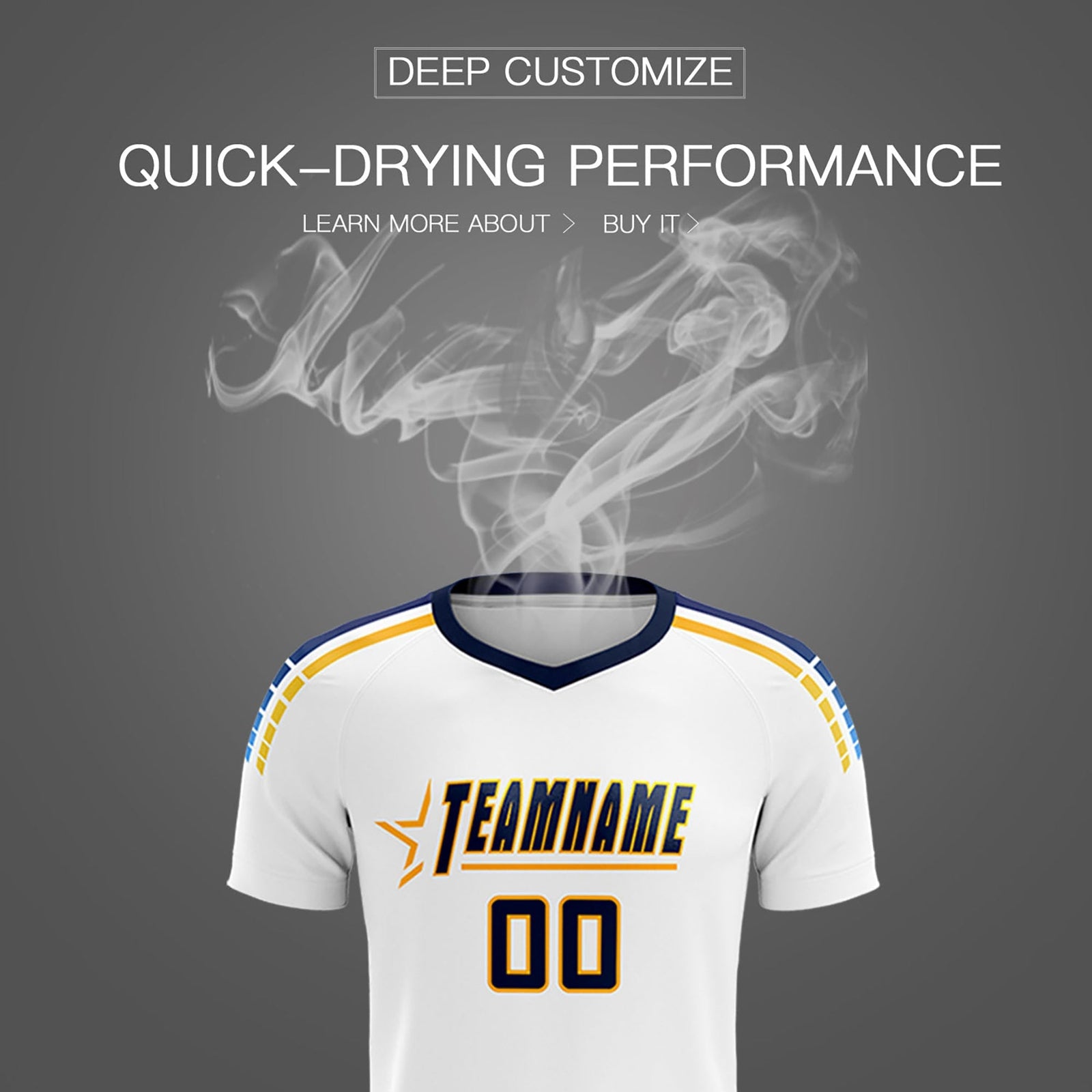 Custom White Raglan Shoulder Striped Soccer Tops/Sets Jersey