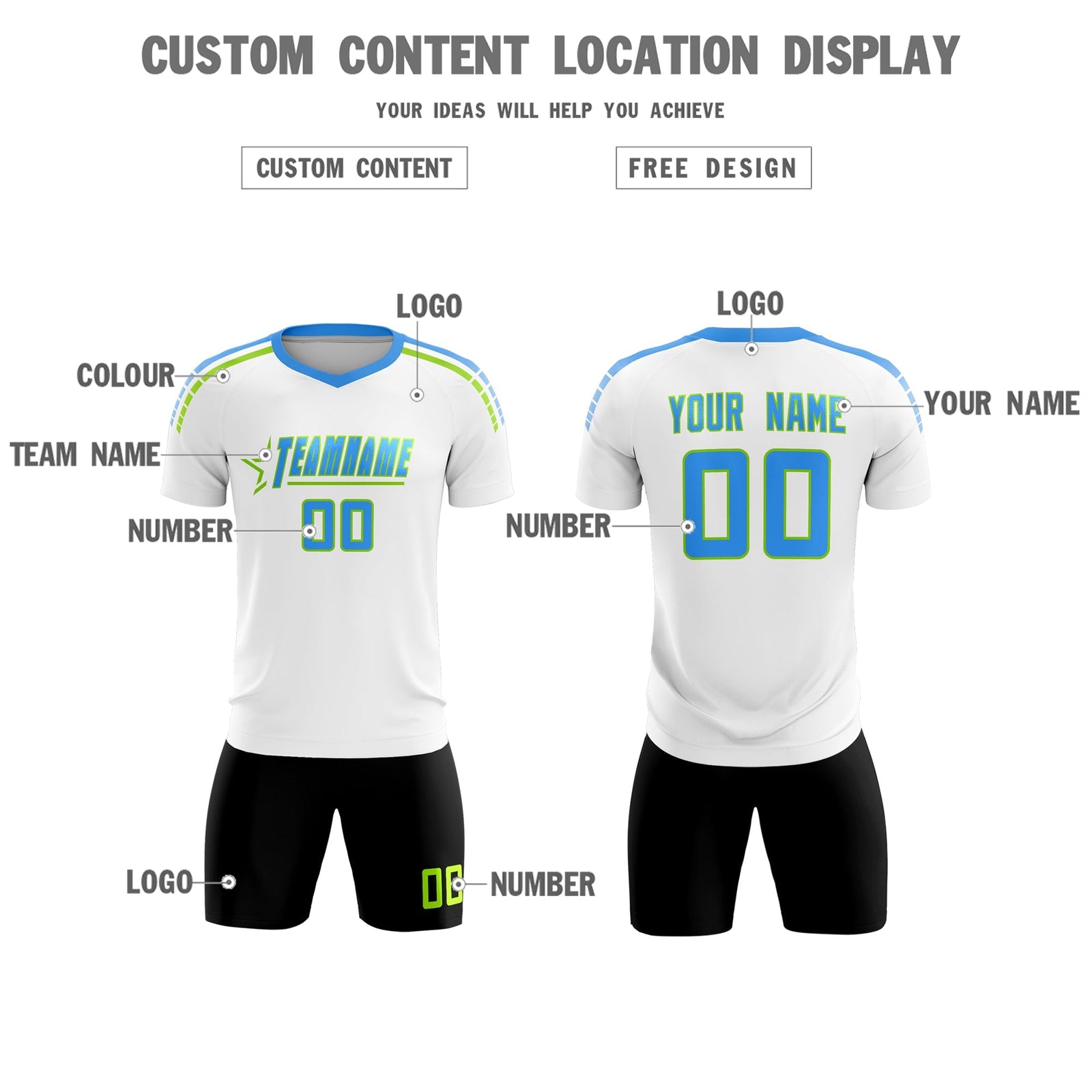 Custom White Raglan Shoulder Striped Soccer Tops/Sets Jersey