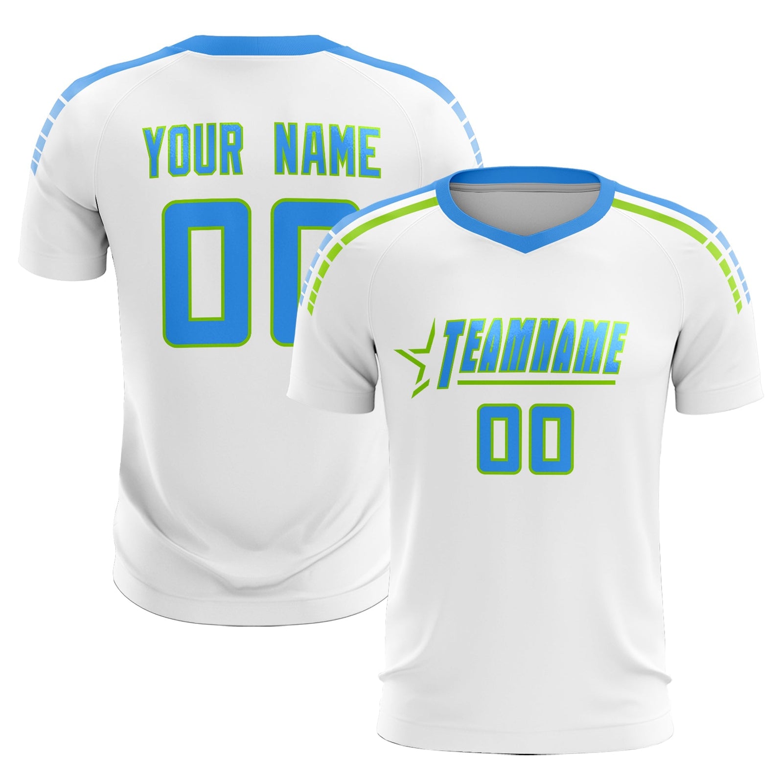 Custom White Raglan Shoulder Striped Soccer Tops/Sets Jersey