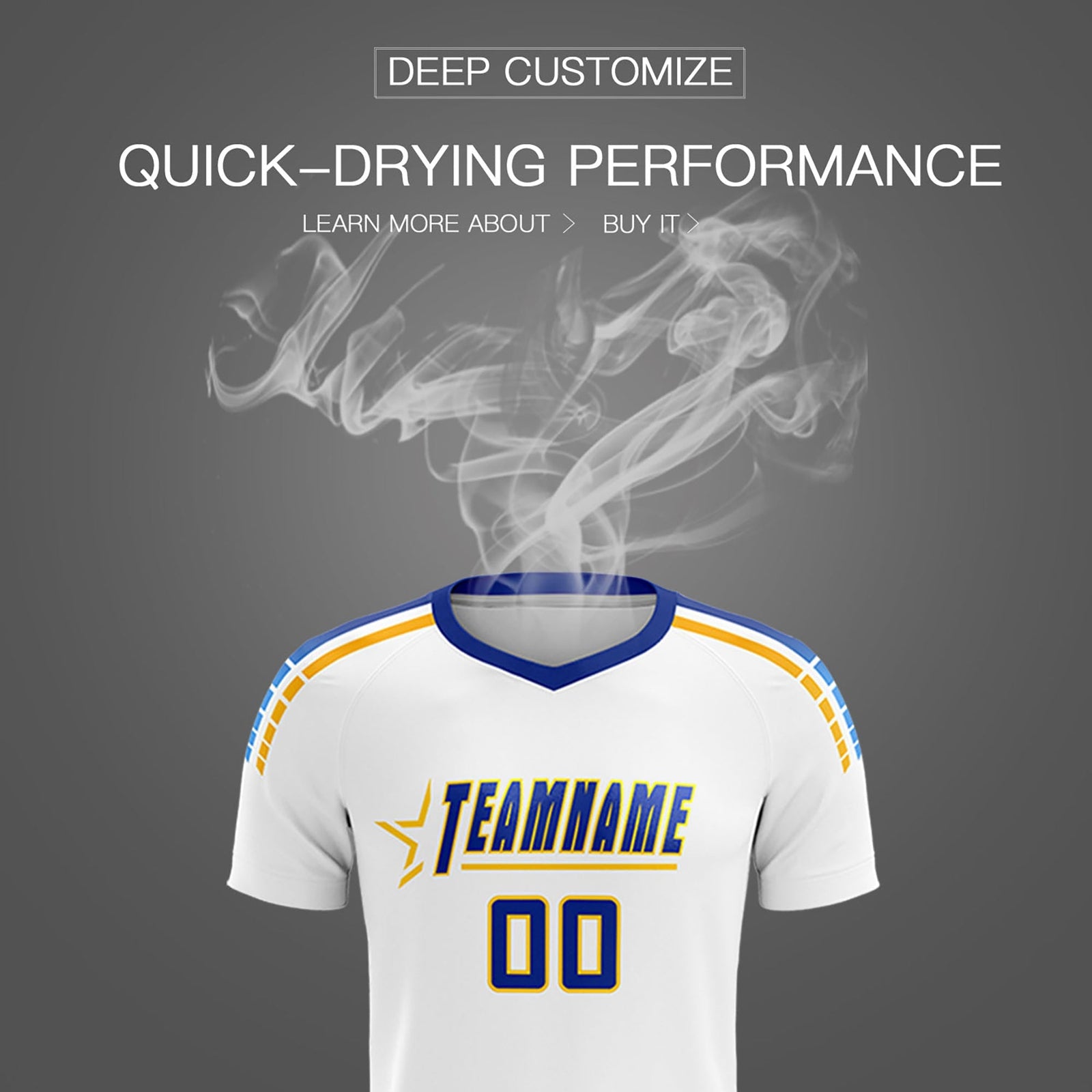 Custom White Raglan Shoulder Striped Soccer Tops/Sets Jersey