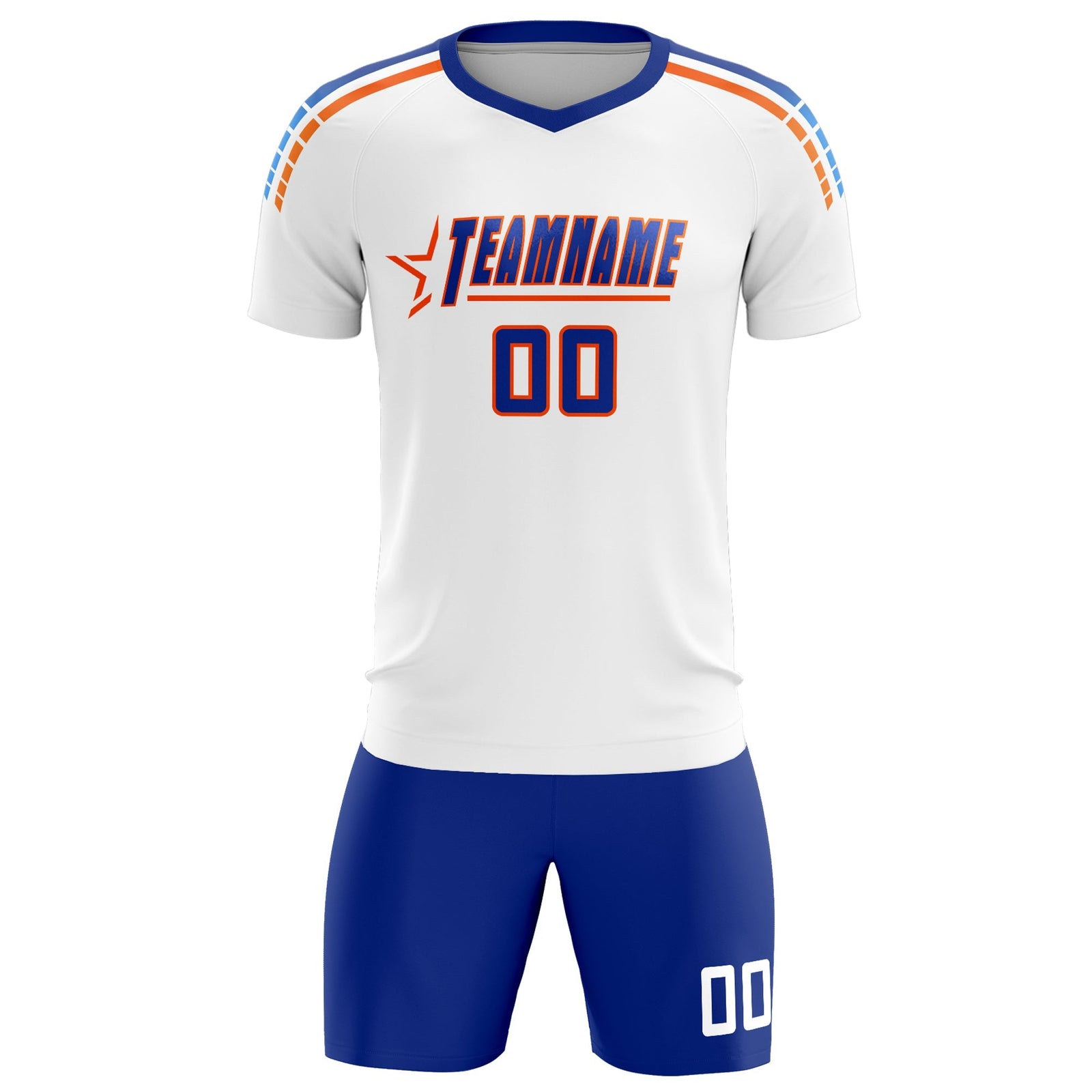 Custom White Raglan Shoulder Striped Soccer Tops/Sets Jersey