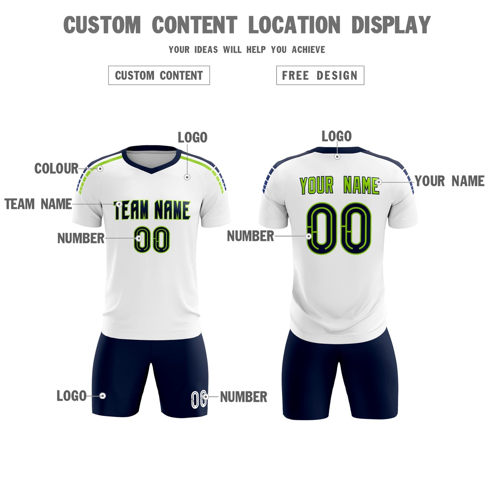 Custom White Raglan Shoulder Striped Soccer Tops/Sets Jersey
