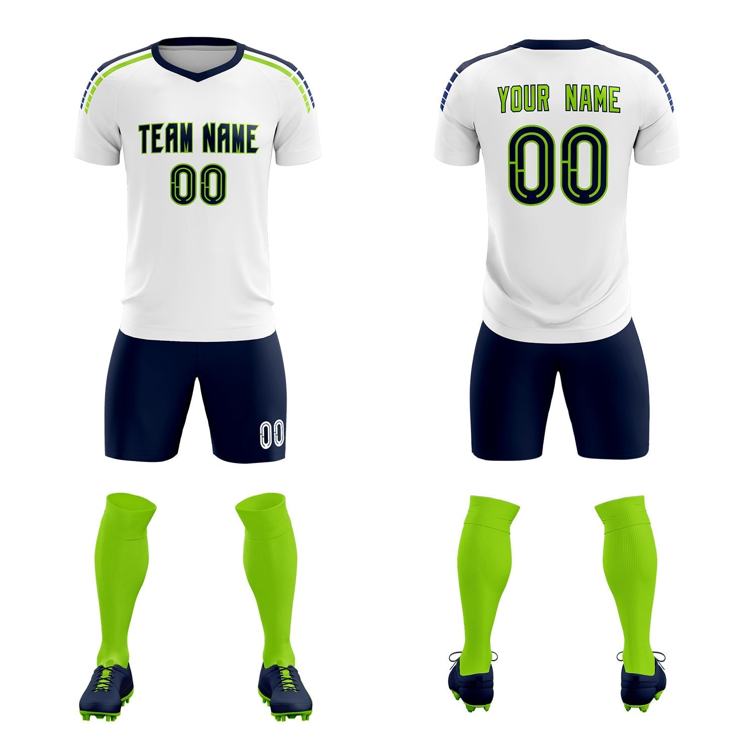 Custom White Raglan Shoulder Striped Soccer Tops/Sets Jersey