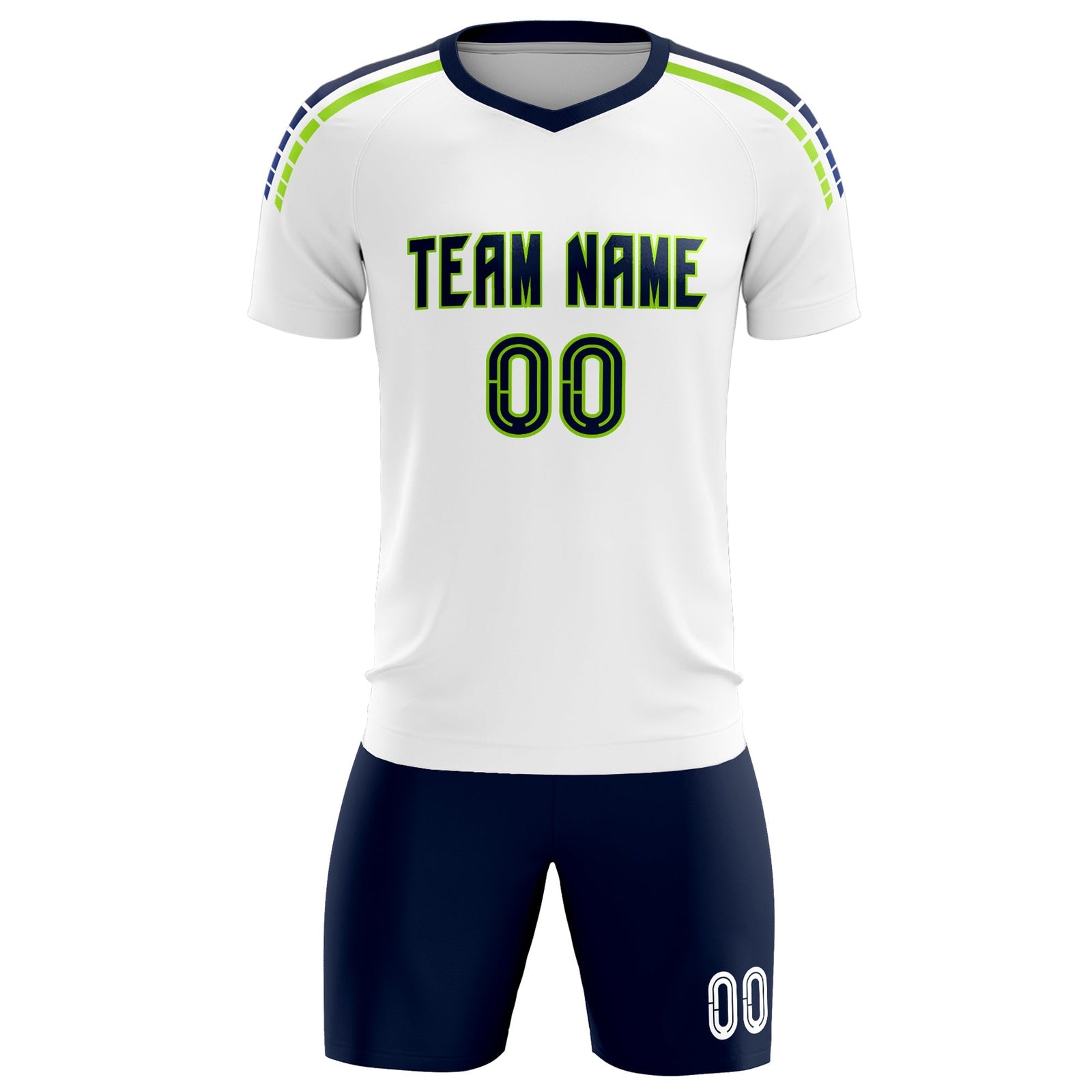 Custom White Raglan Shoulder Striped Soccer Tops/Sets Jersey