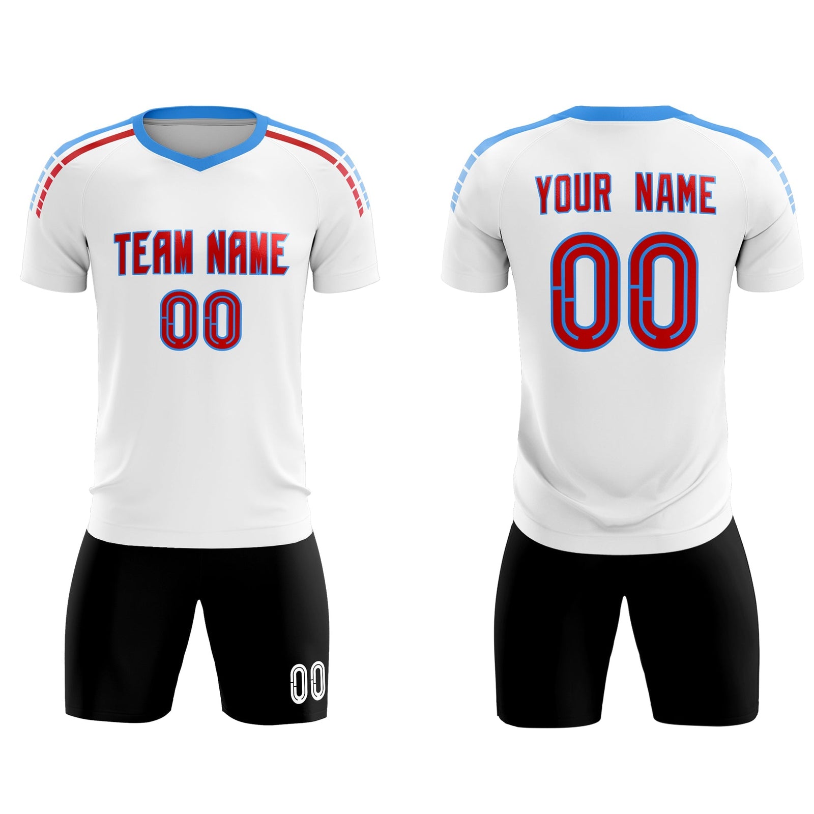 Custom White Raglan Shoulder Striped Soccer Tops/Sets Jersey