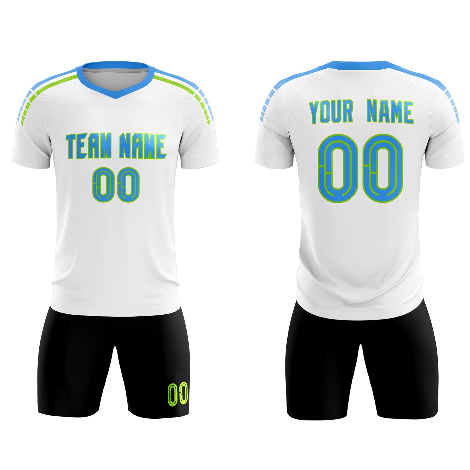 Custom White Raglan Shoulder Striped Soccer Tops/Sets Jersey