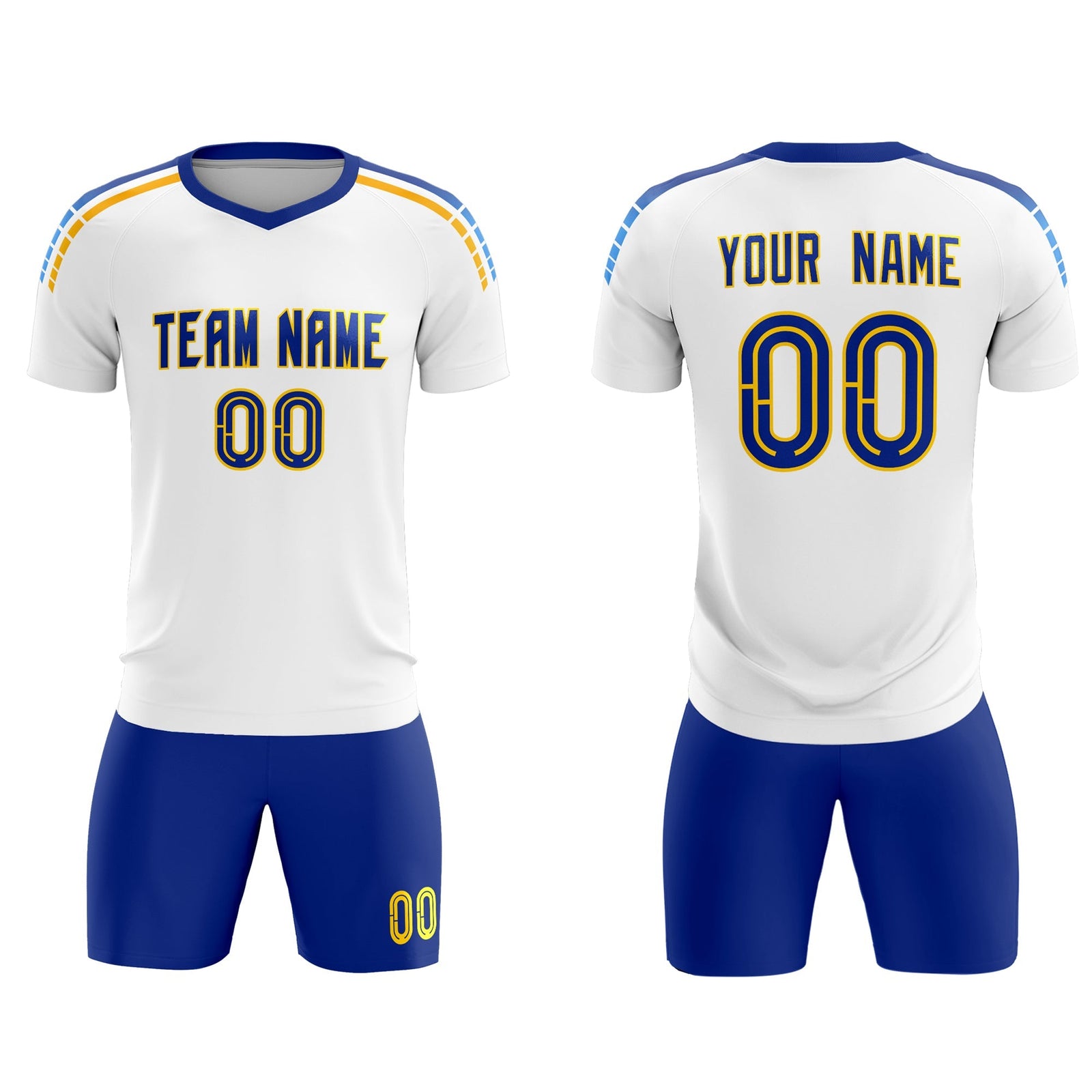Custom White Raglan Shoulder Striped Soccer Tops/Sets Jersey