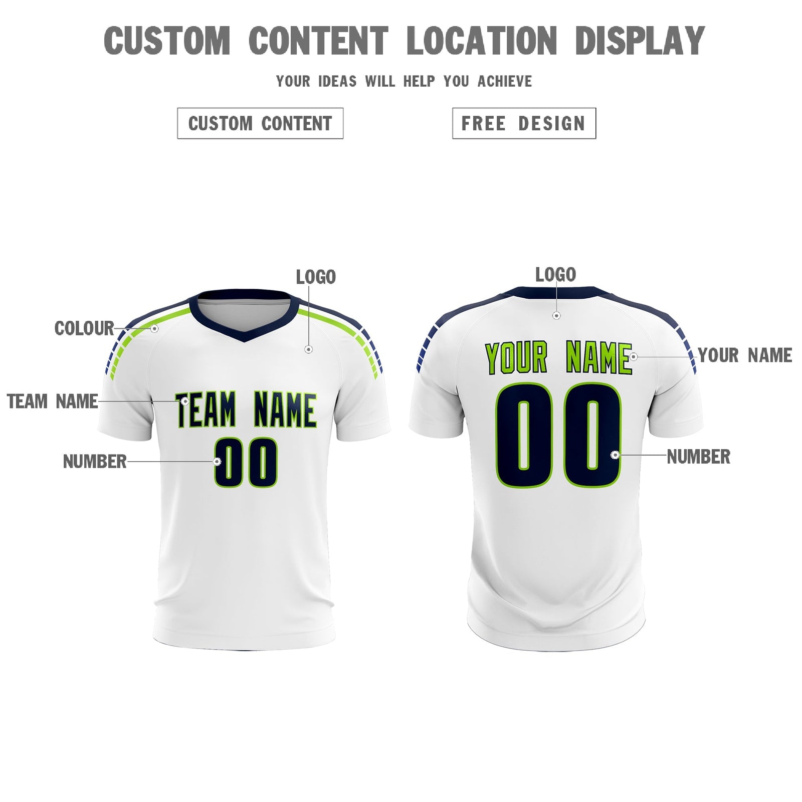 Custom White Raglan Shoulder Striped Soccer Tops/Sets Jersey