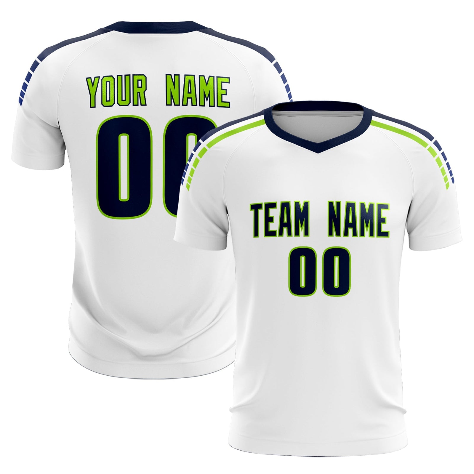 Custom White Raglan Shoulder Striped Soccer Tops/Sets Jersey