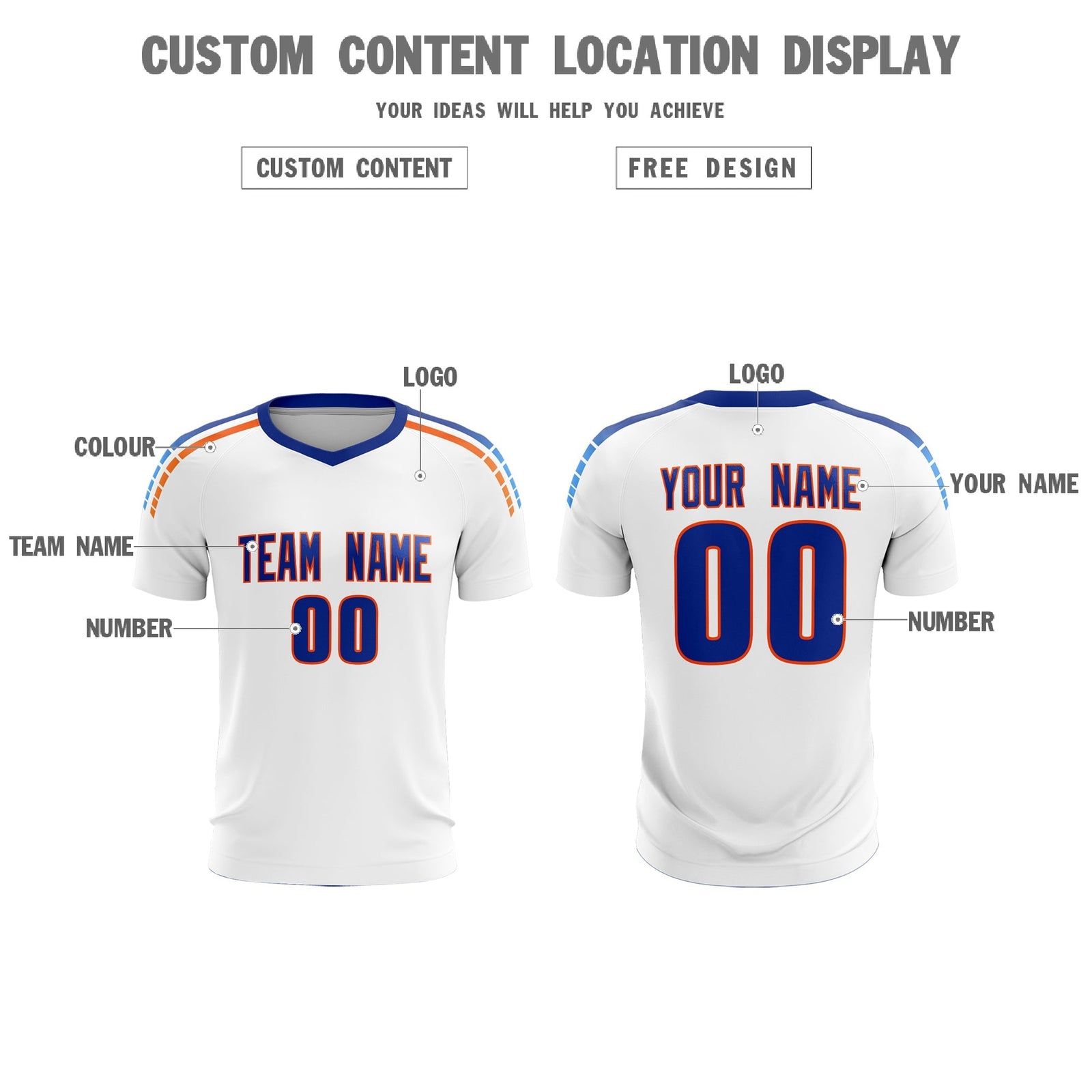 Custom White Raglan Shoulder Striped Soccer Tops/Sets Jersey